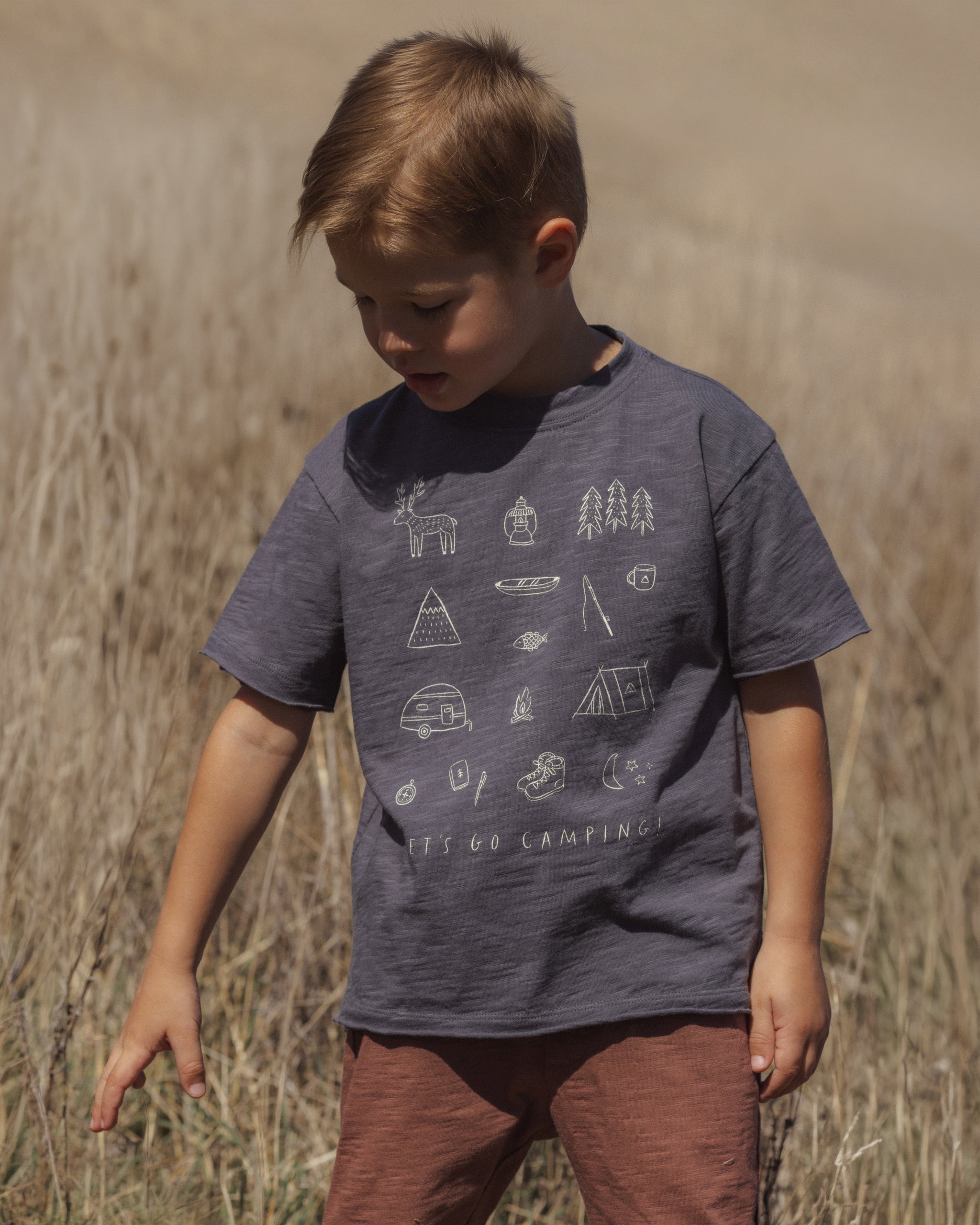 Raw Edge Tee Let's Go Camping - Rylee + Cru | Kids Clothes | Trendy Baby Clothes | Modern Infant Outfits |