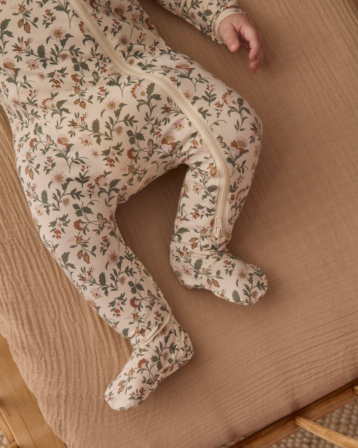 Bamboo Zip Footie Holiday Floral - Rylee + Cru | Kids Clothes | Trendy Baby Clothes | Modern Infant Outfits |