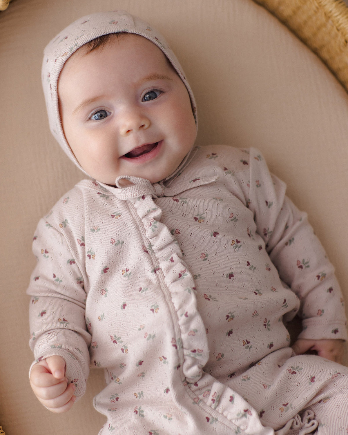 Ruffle Jumpsuit Heart Ditsy - Rylee + Cru | Kids Clothes | Trendy Baby Clothes | Modern Infant Outfits |
