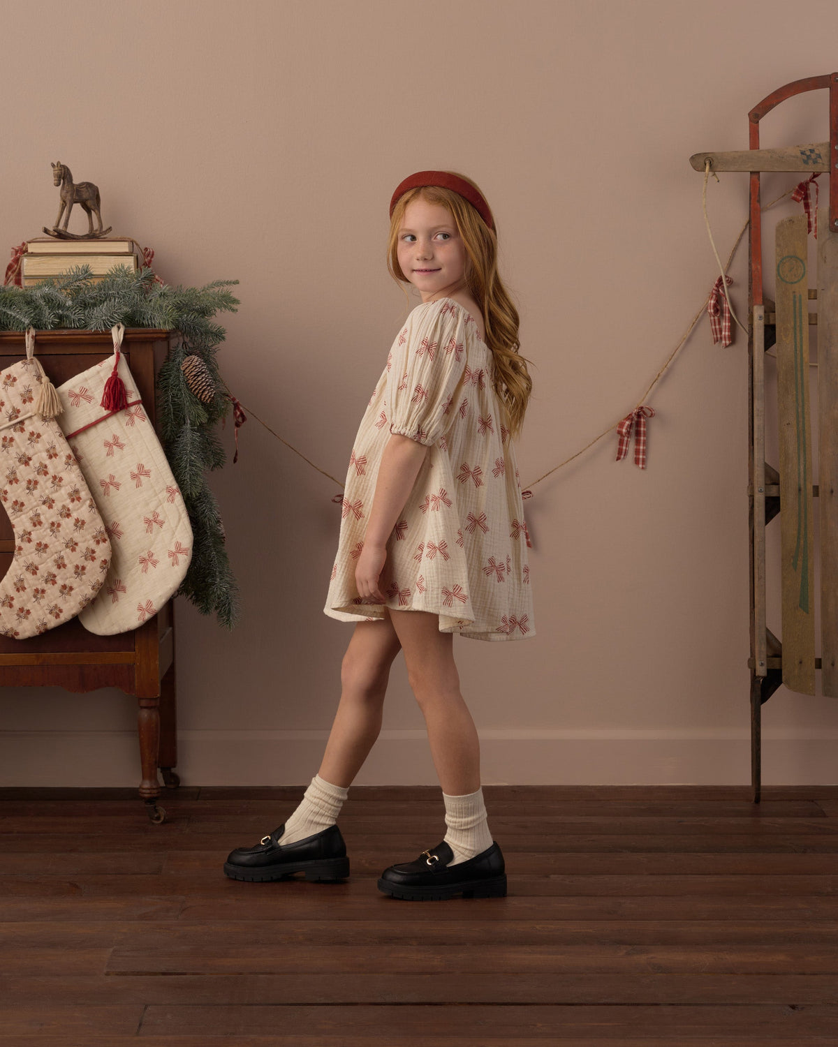 Sabrina Mini Dress Peppermint Bows - Rylee + Cru | Kids Clothes | Trendy Baby Clothes | Modern Infant Outfits |