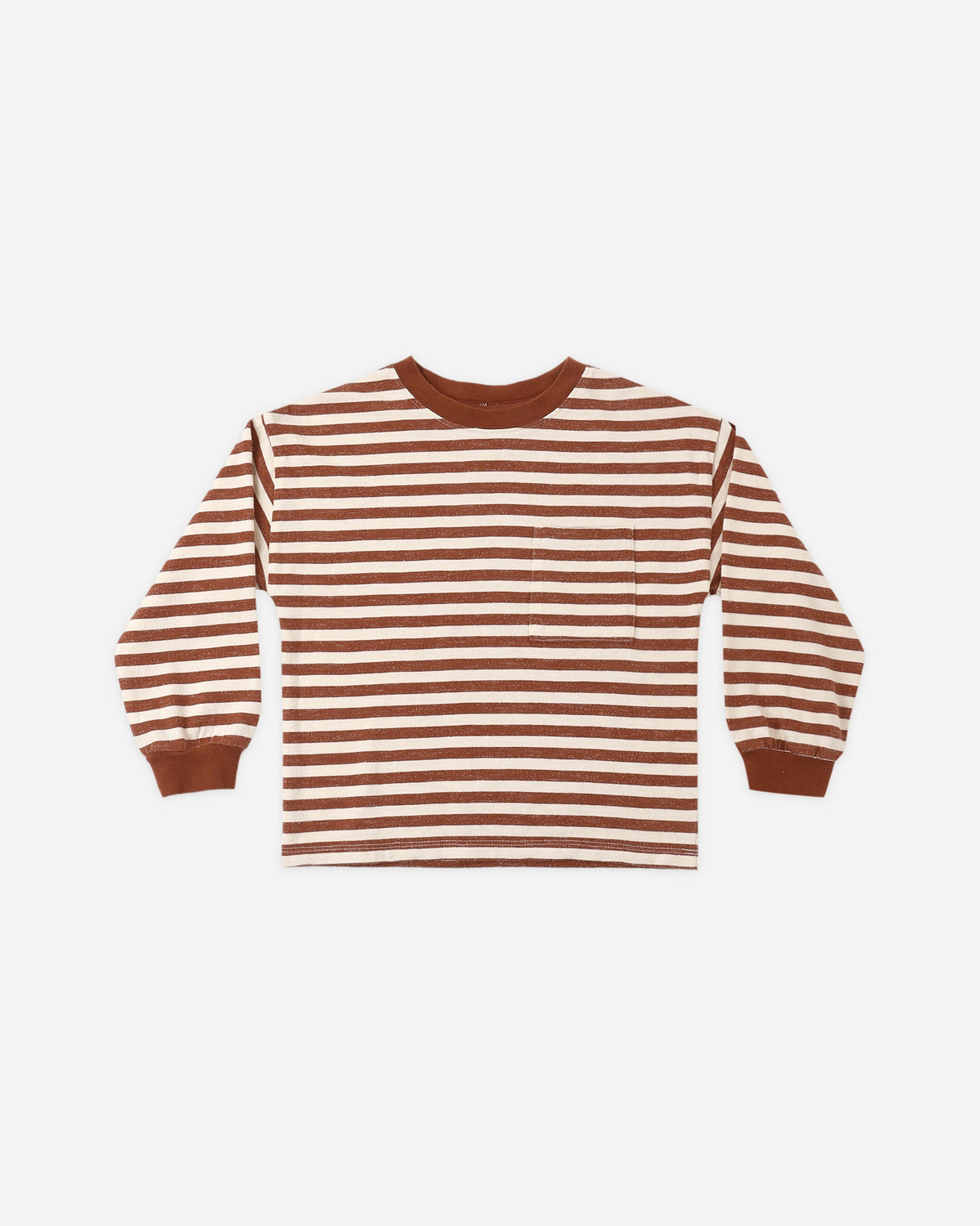 Relaxed Long Sleeve Tee Brick Stripe - Rylee + Cru | Kids Clothes | Trendy Baby Clothes | Modern Infant Outfits |