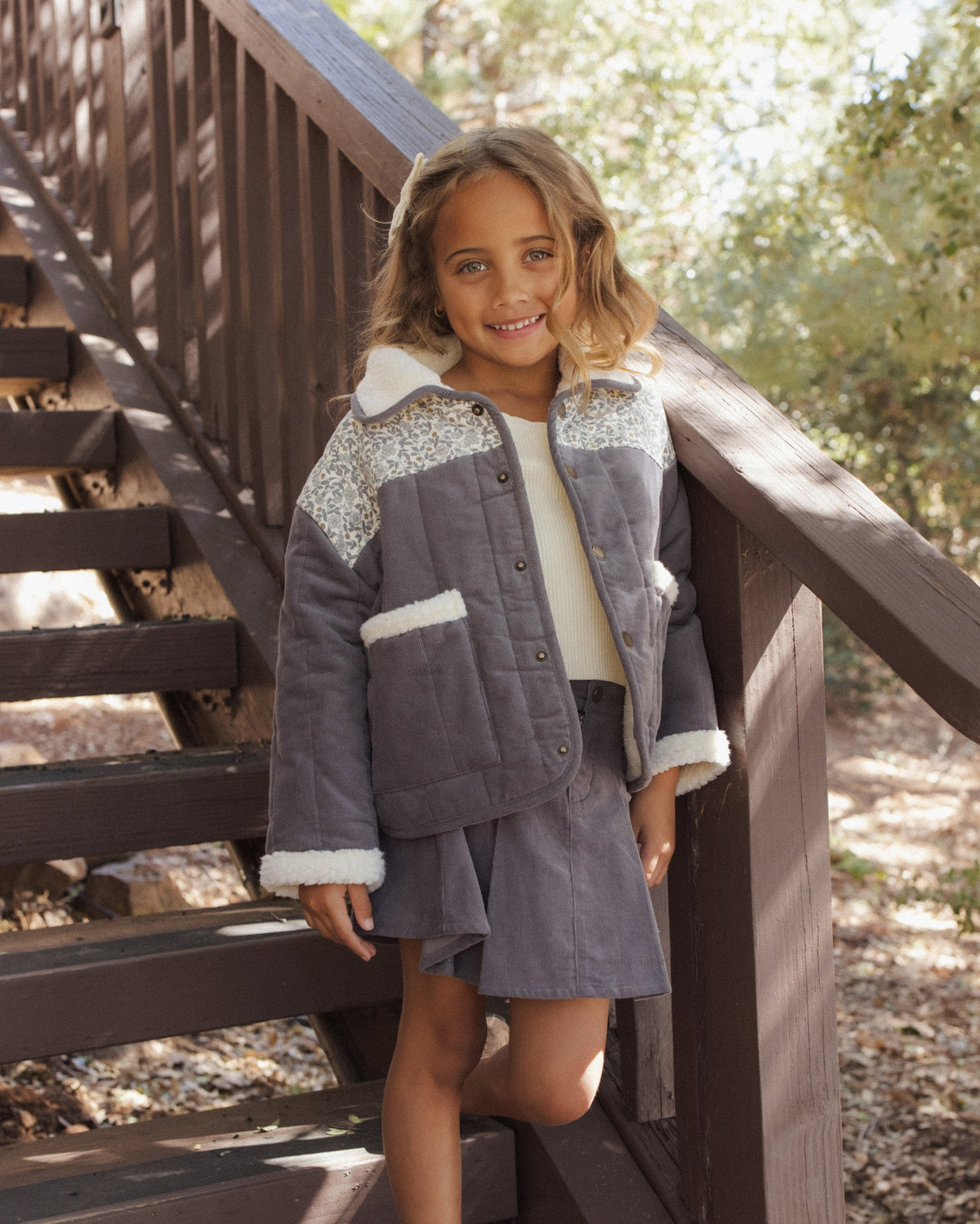 Pleated Denim Skirt Slate - Rylee + Cru | Kids Clothes | Trendy Baby Clothes | Modern Infant Outfits |