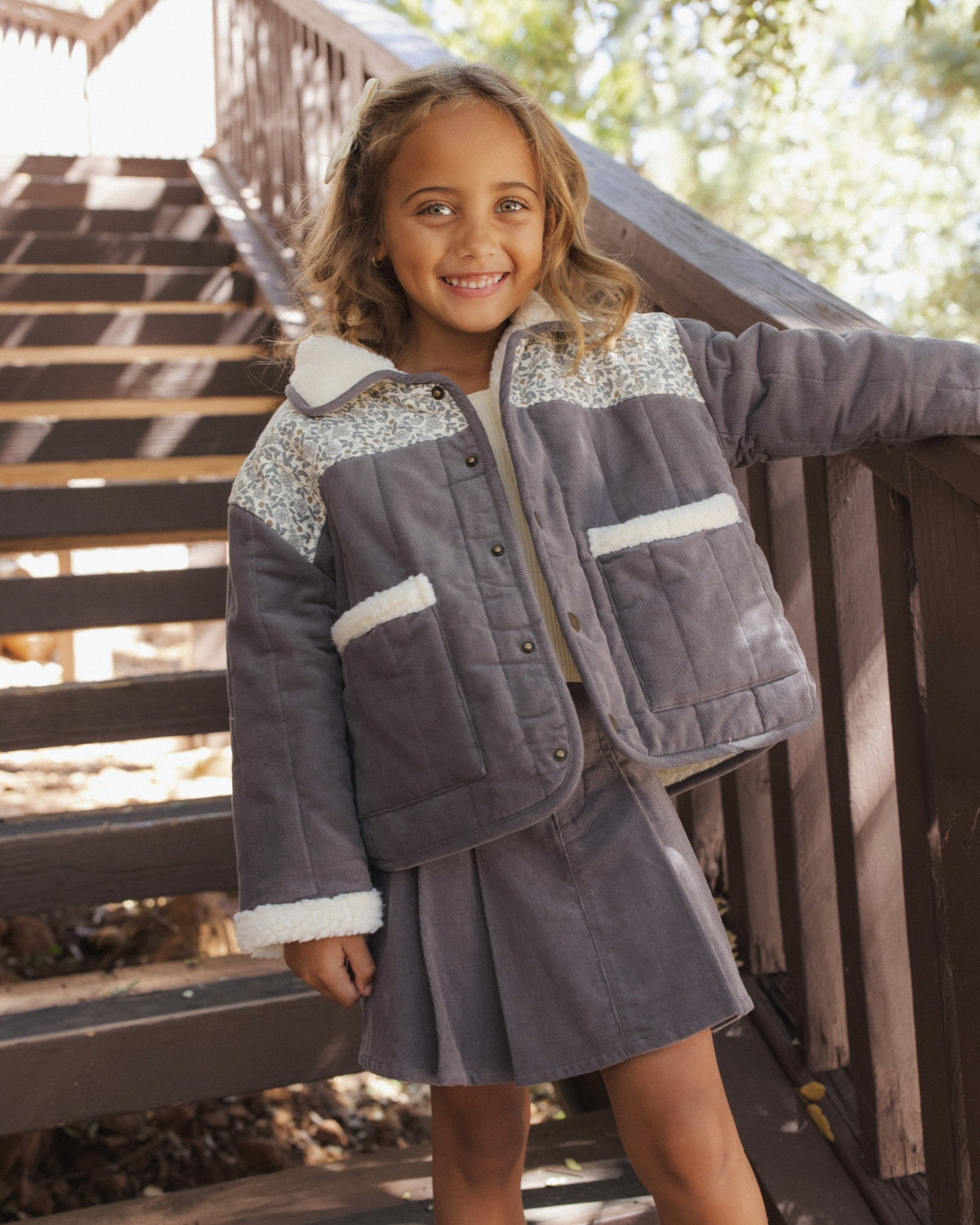Lily Coat Slate Floral - Rylee + Cru | Kids Clothes | Trendy Baby Clothes | Modern Infant Outfits |
