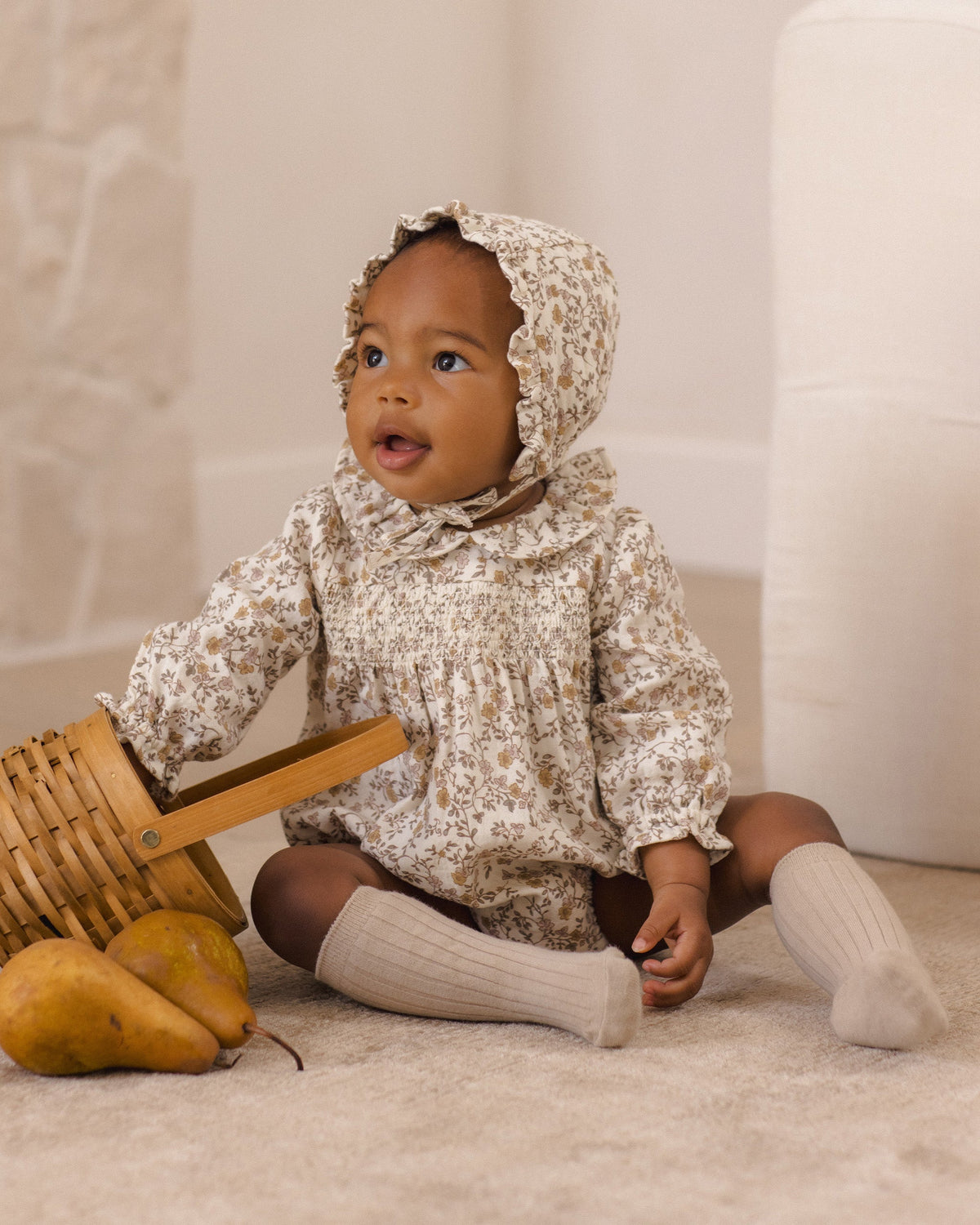 Woven Ruffle Bonnet Posy - Rylee + Cru | Kids Clothes | Trendy Baby Clothes | Modern Infant Outfits |