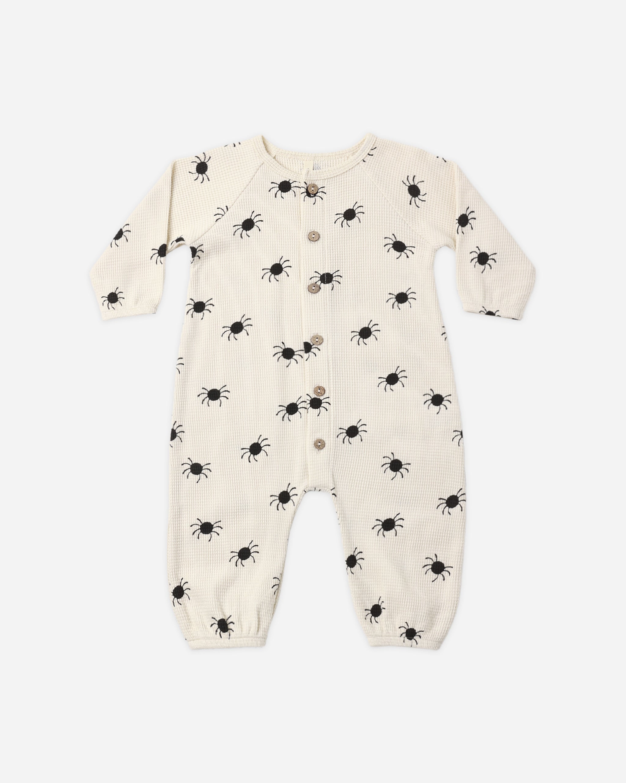 Waffle Long Sleeve Jumpsuit Bitsy Spider - Rylee + Cru | Kids Clothes | Trendy Baby Clothes | Modern Infant Outfits |