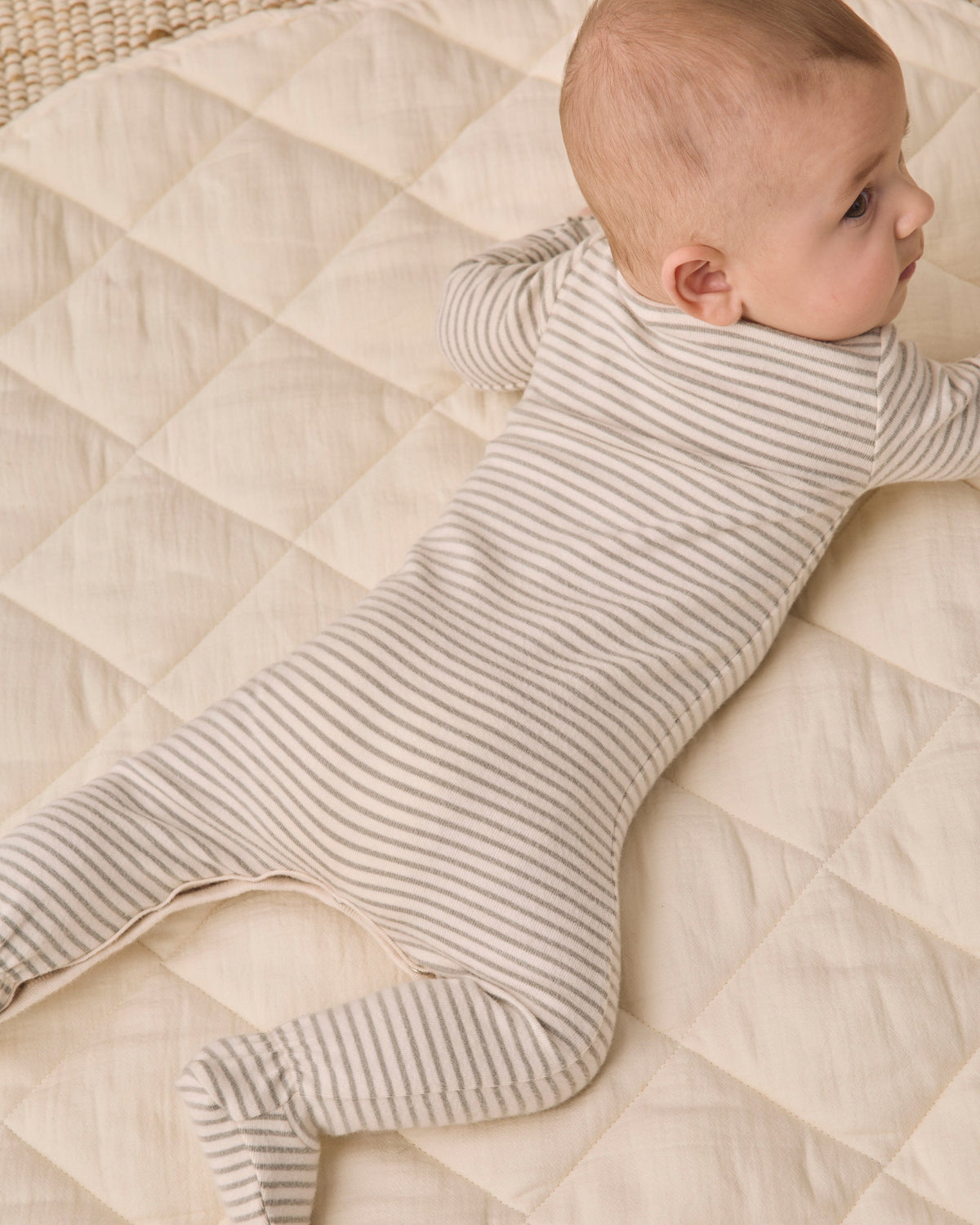 Baby Footie Laurel Microstripe - Rylee + Cru | Kids Clothes | Trendy Baby Clothes | Modern Infant Outfits |