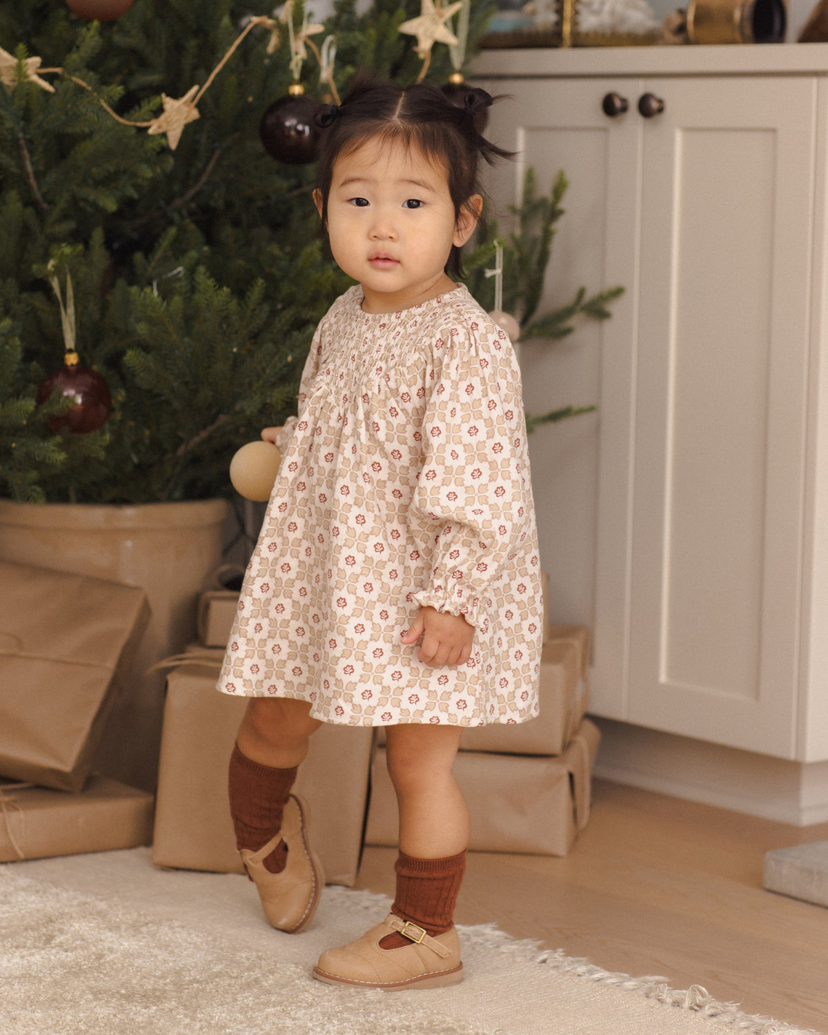 V Smocked Dress Winter Rose - Rylee + Cru | Kids Clothes | Trendy Baby Clothes | Modern Infant Outfits |