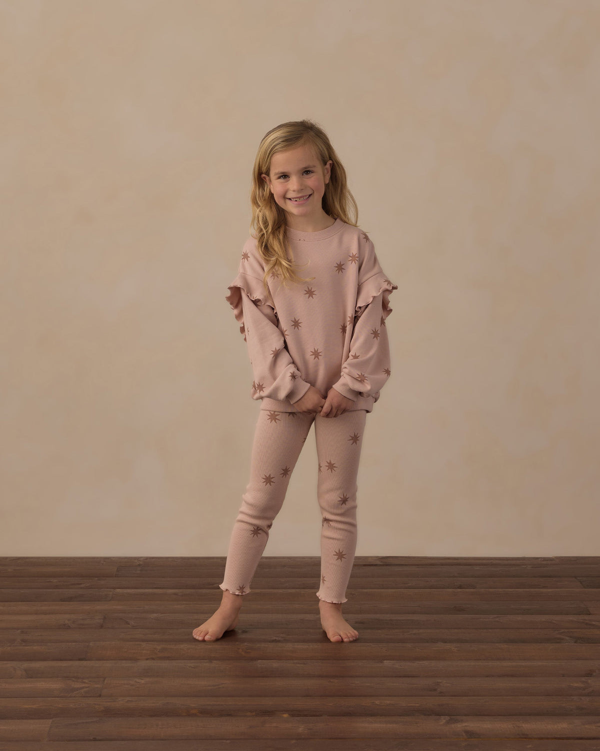 Ruffle Sweatshirt Clay Stars - Rylee + Cru | Kids Clothes | Trendy Baby Clothes | Modern Infant Outfits |