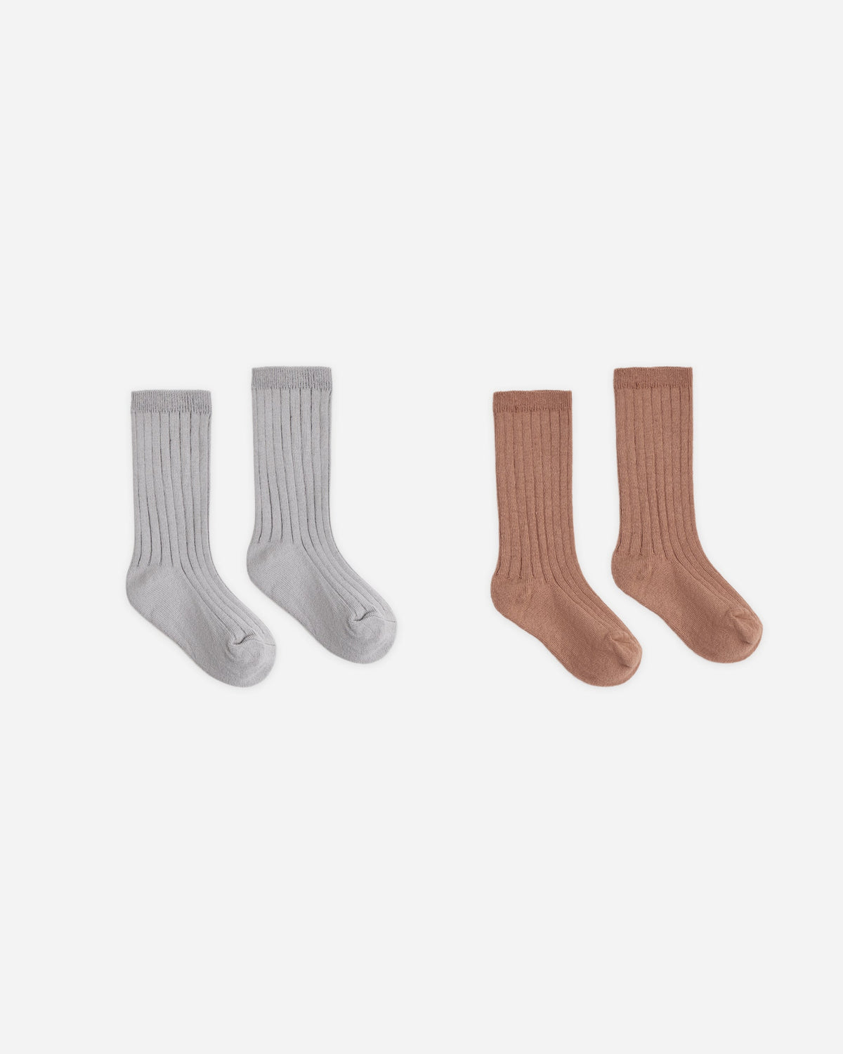 Ribbed Socks, 2-Pack Clay, Dusty Blue - Rylee + Cru | Kids Clothes | Trendy Baby Clothes | Modern Infant Outfits |