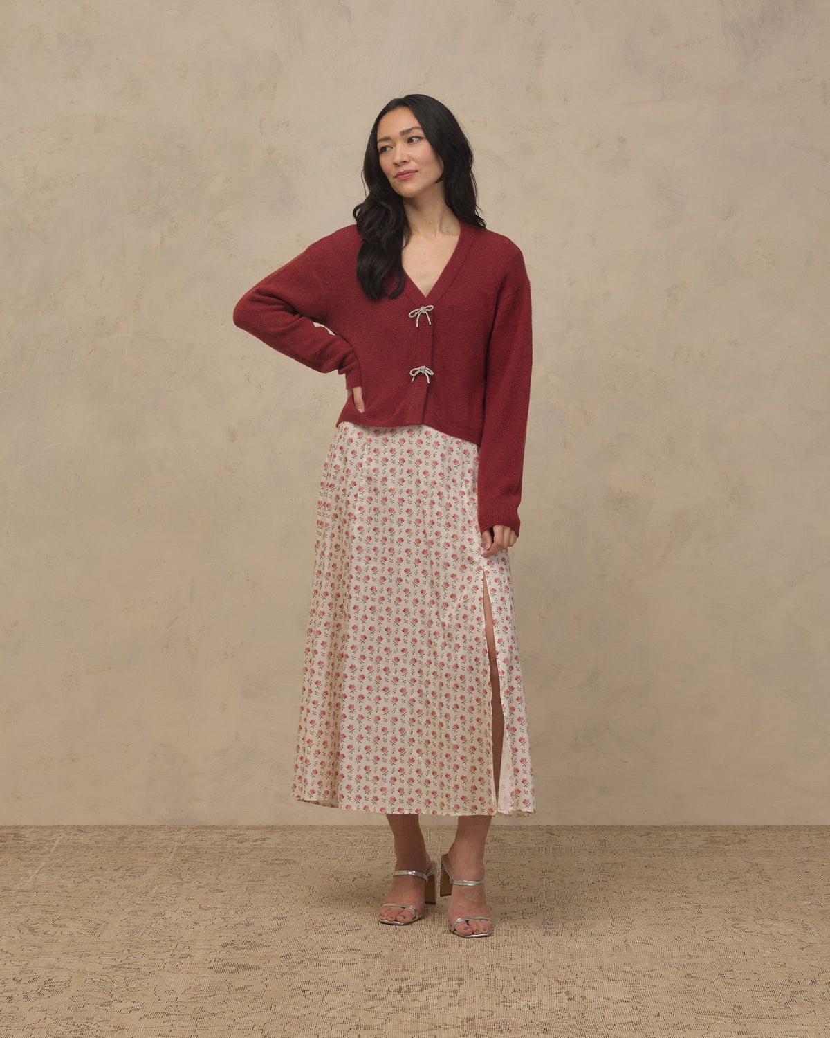 Women's Bow Cardigan Ruby