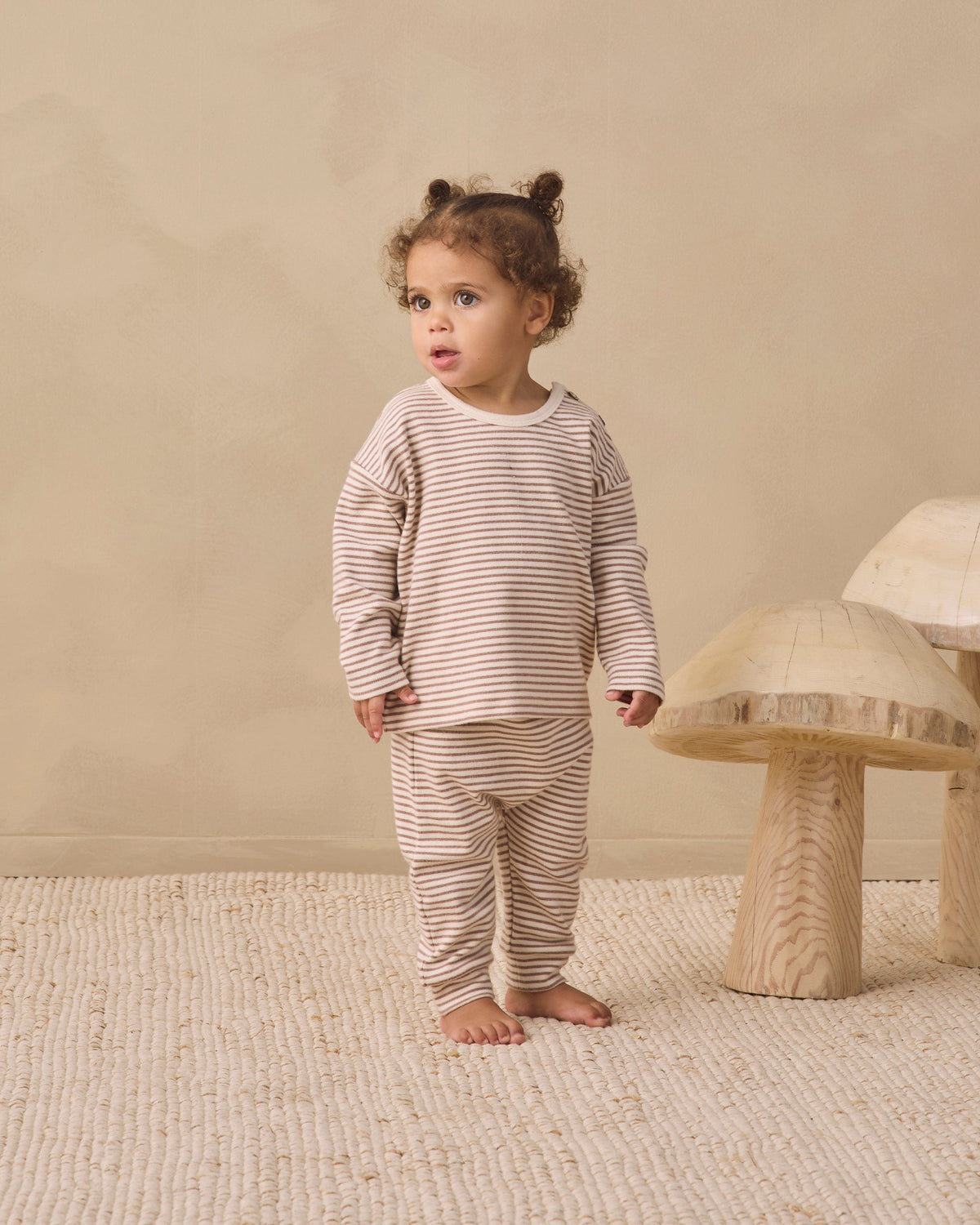 Long Sleeve Tee Cocoa Microstripe - Rylee + Cru | Kids Clothes | Trendy Baby Clothes | Modern Infant Outfits |