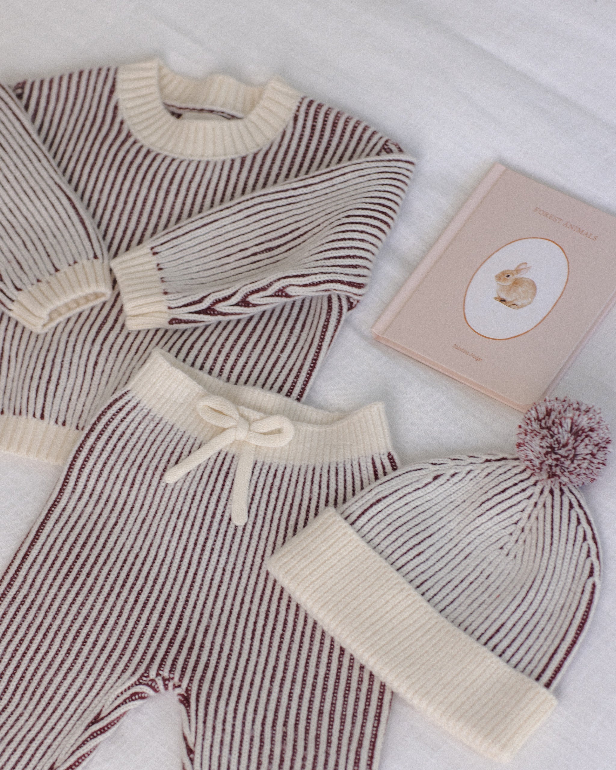Beanie Black Cherry Stripe - Rylee + Cru | Kids Clothes | Trendy Baby Clothes | Modern Infant Outfits |