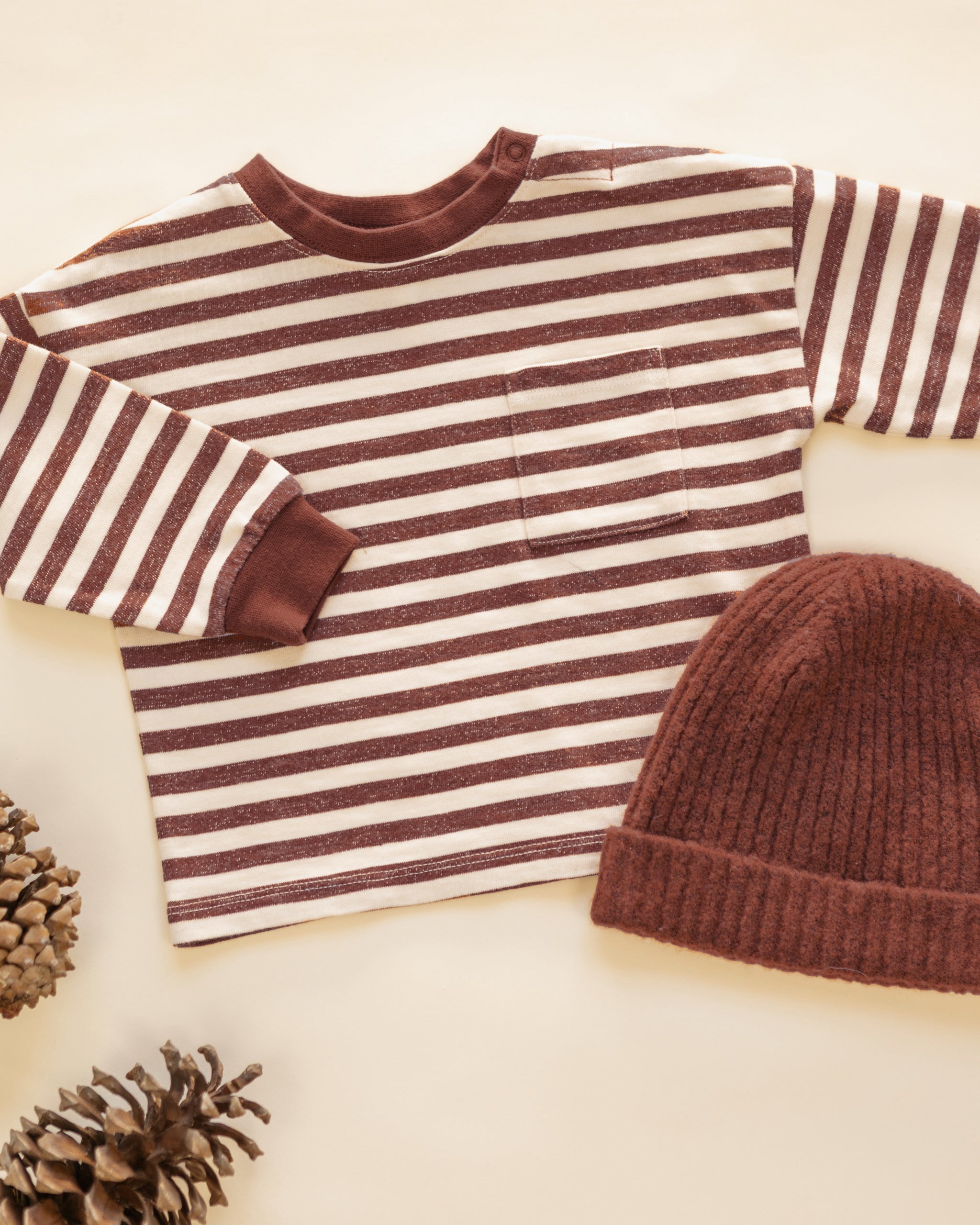 Relaxed Long Sleeve Tee Brick Stripe - Rylee + Cru | Kids Clothes | Trendy Baby Clothes | Modern Infant Outfits |