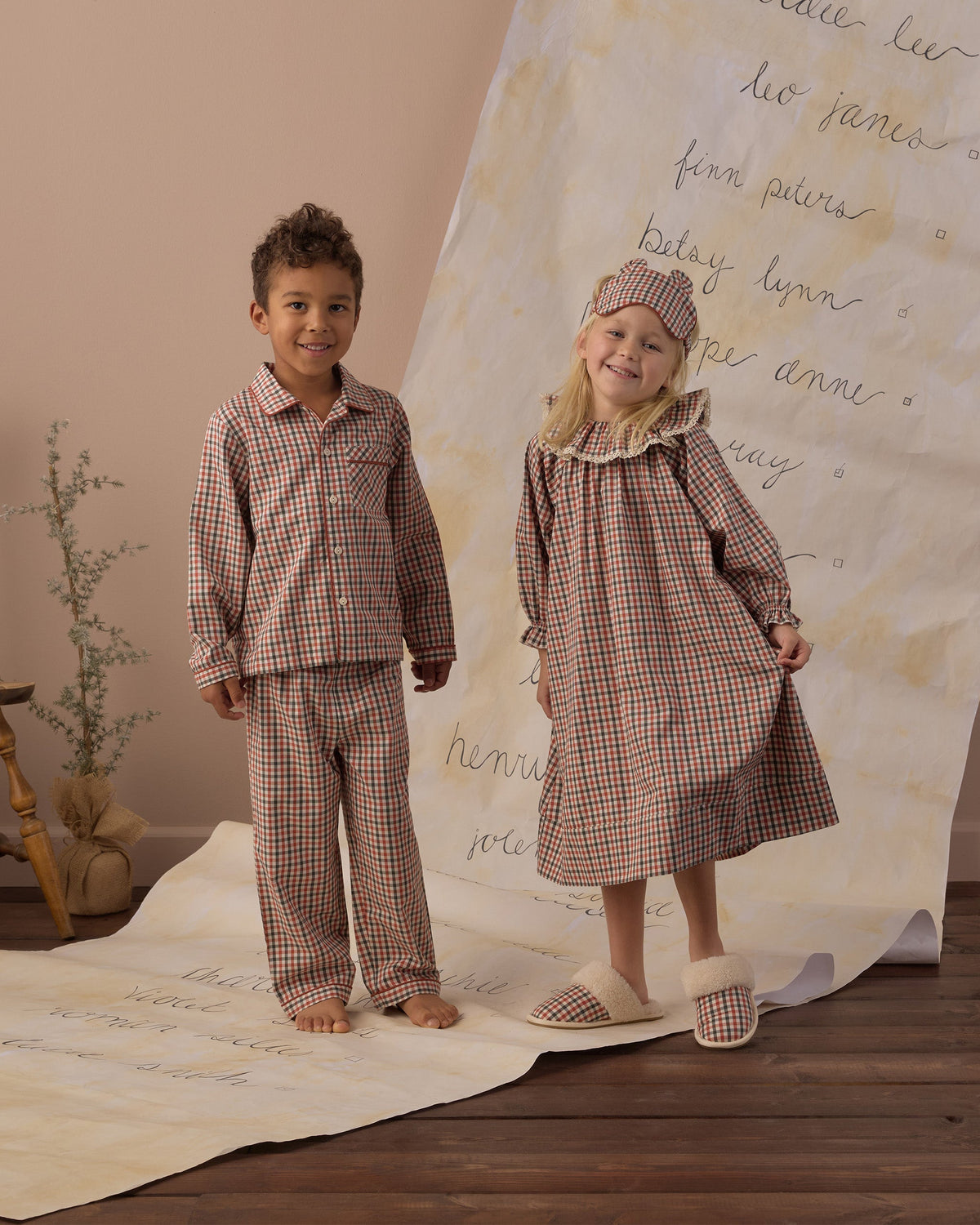 Long Sleeve Pajamas Holiday Gingham - Rylee + Cru | Kids Clothes | Trendy Baby Clothes | Modern Infant Outfits |