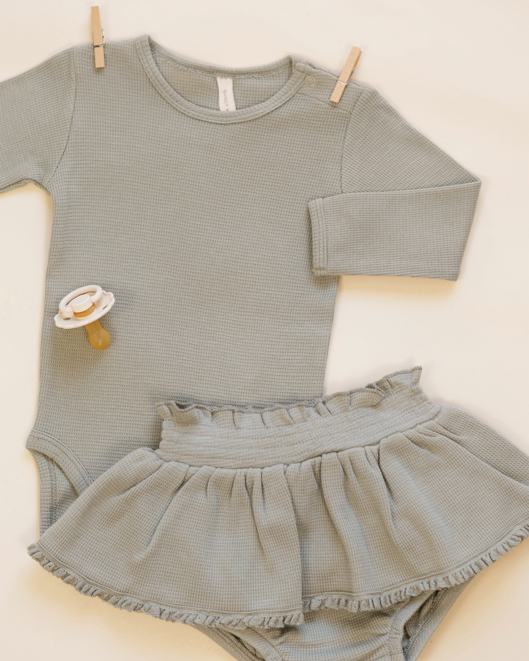 Waffle Long Sleeve Bodysuit Laurel - Rylee + Cru | Kids Clothes | Trendy Baby Clothes | Modern Infant Outfits |
