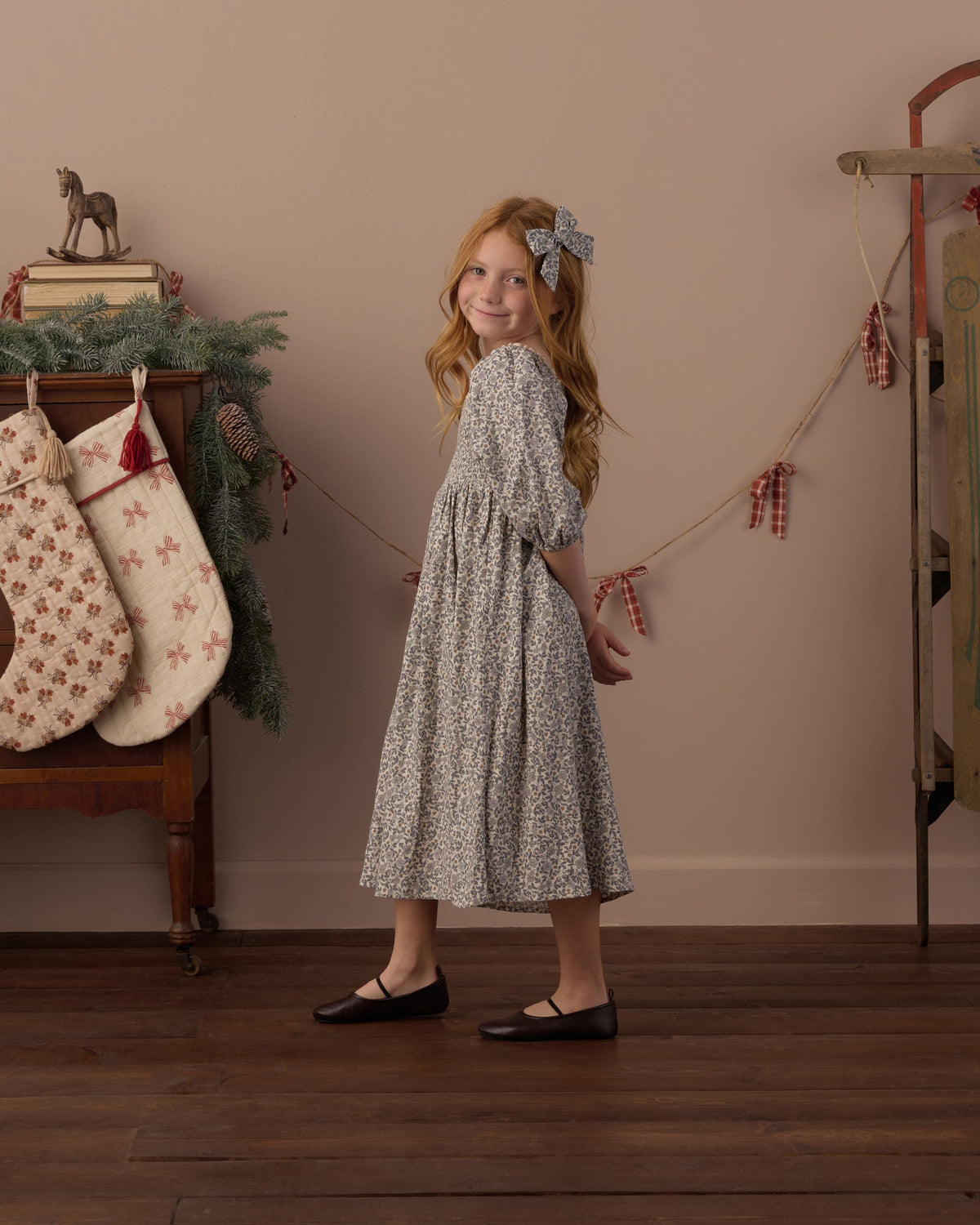 Della Dress Slate Floral - Rylee + Cru | Kids Clothes | Trendy Baby Clothes | Modern Infant Outfits |
