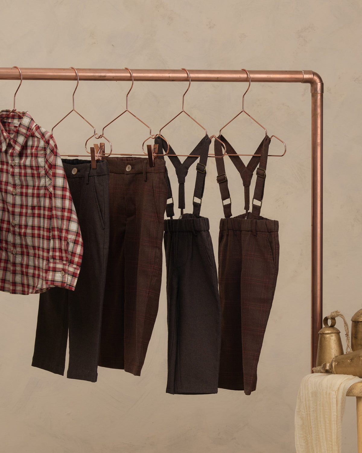 Suspender Pant Heathered Plaid