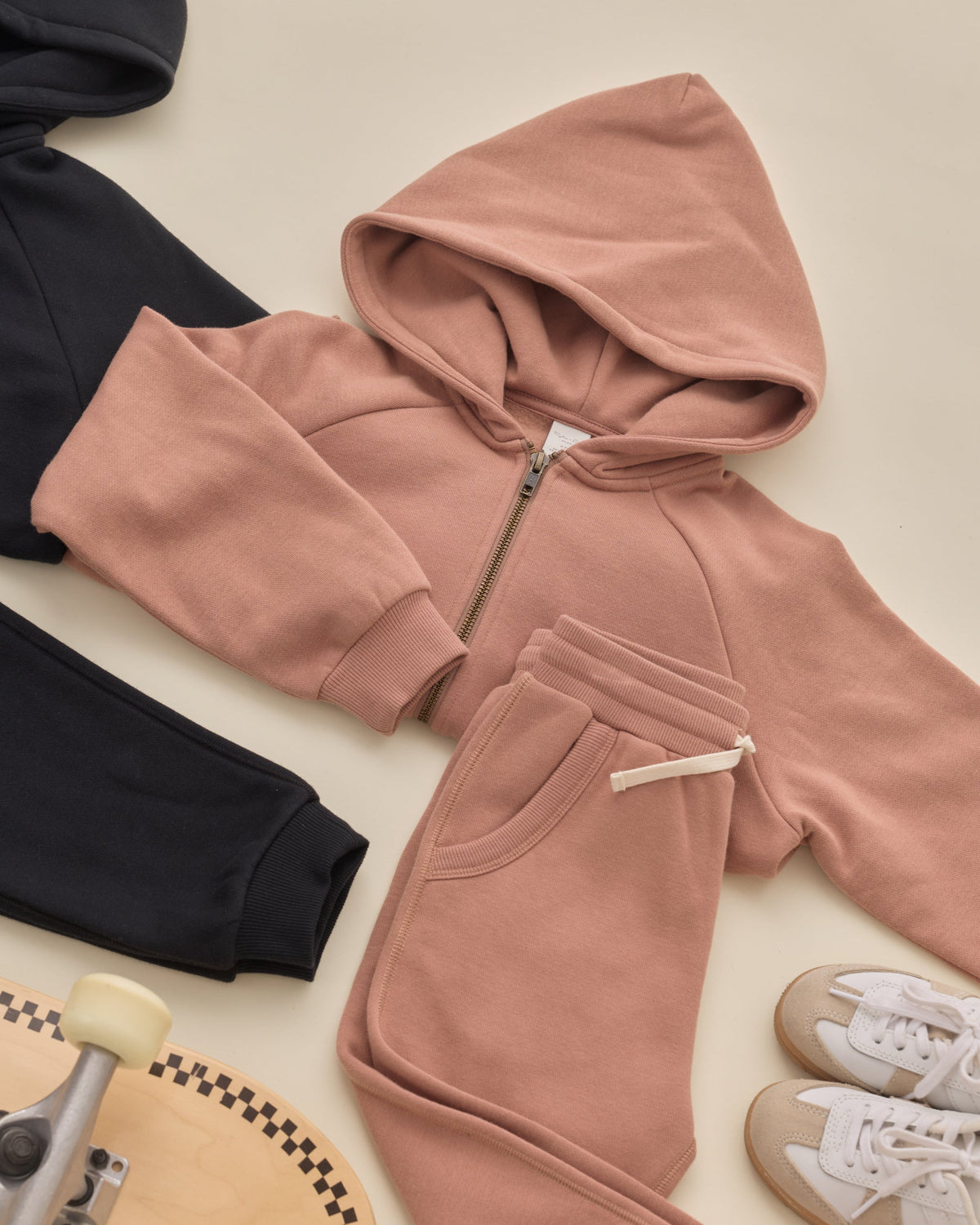 Zip Raglan Hoodie Clay - Rylee + Cru | Kids Clothes | Trendy Baby Clothes | Modern Infant Outfits |