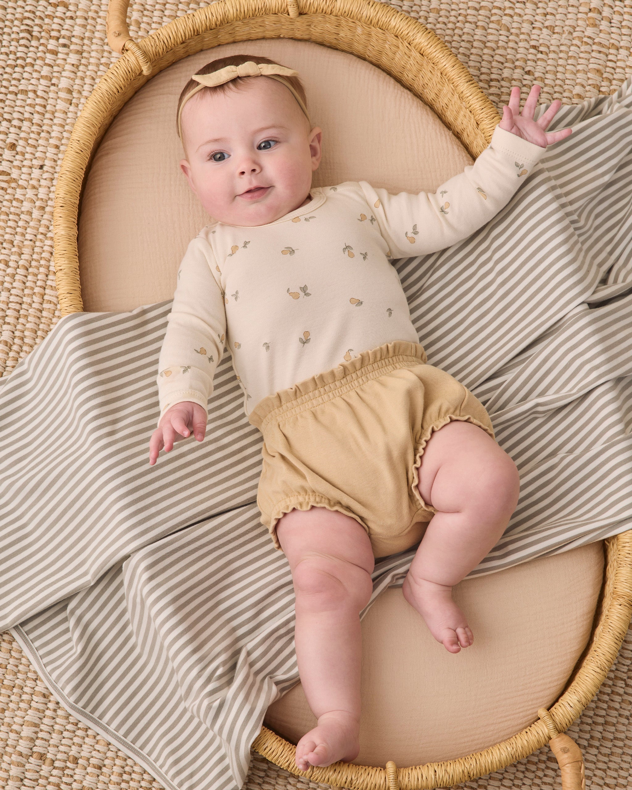 Jersey Bodysuit, 2 Pack Pears, Laurel Stripe - Rylee + Cru | Kids Clothes | Trendy Baby Clothes | Modern Infant Outfits |