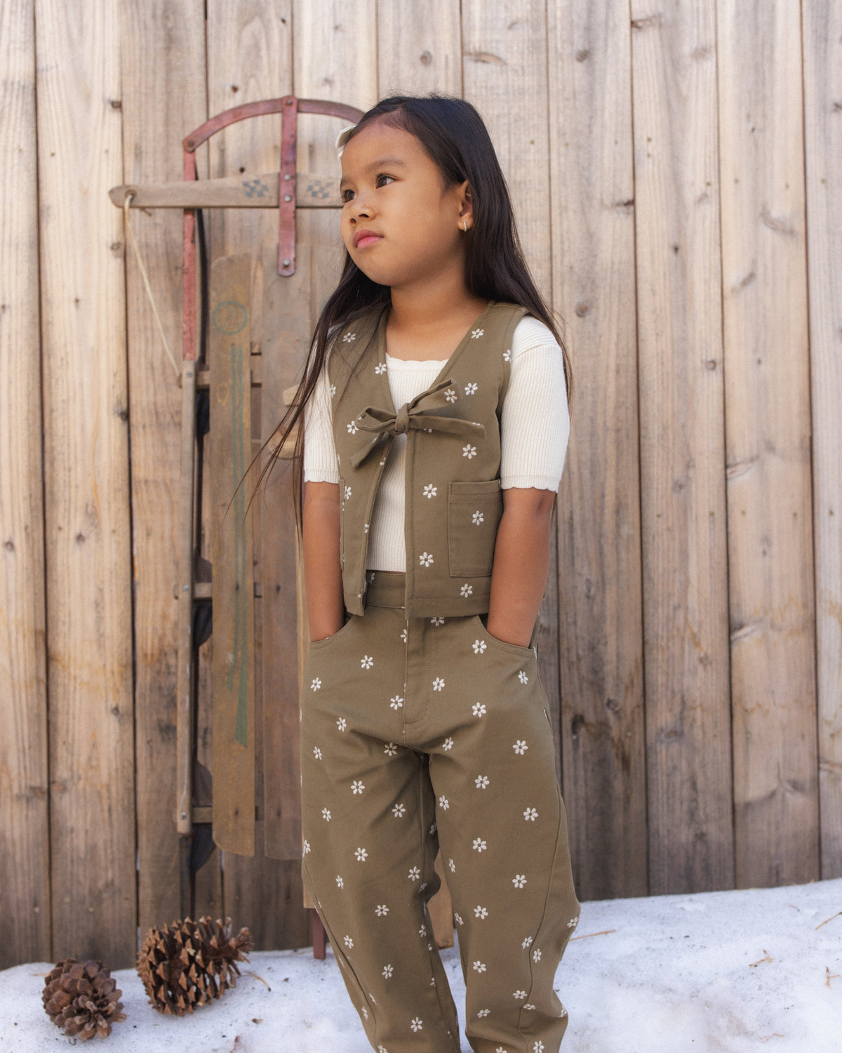 Barrel Pant Embroidered Daisies - Rylee + Cru | Kids Clothes | Trendy Baby Clothes | Modern Infant Outfits |