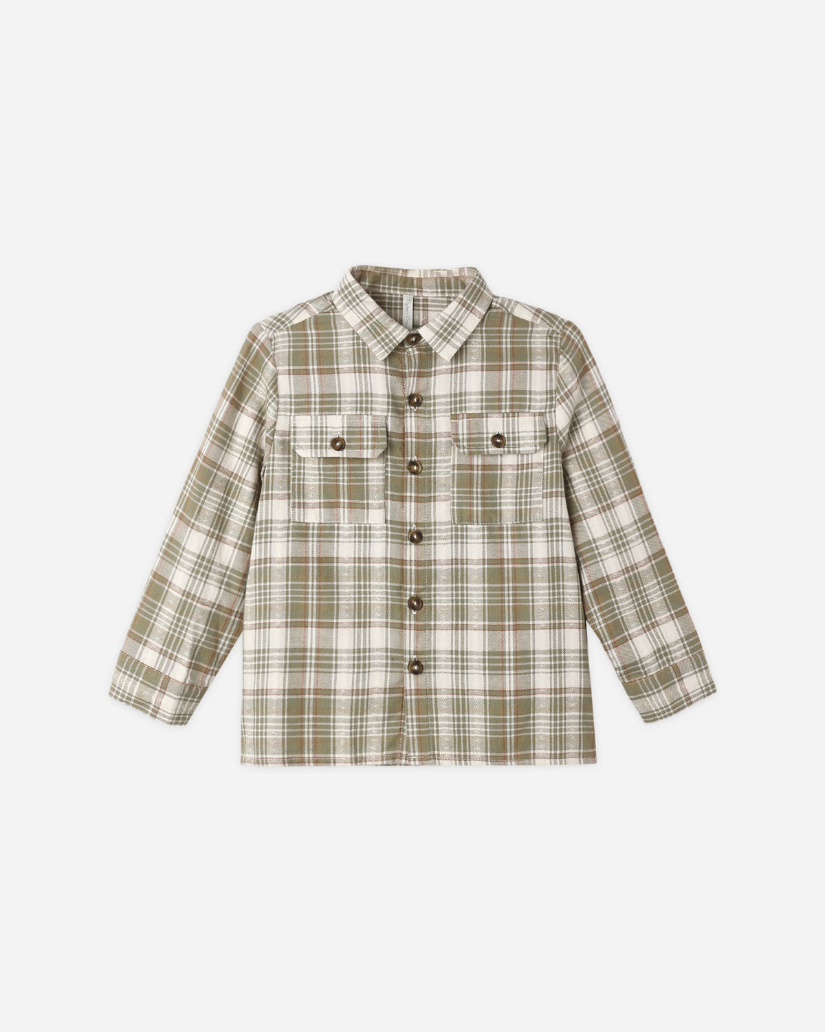 Pocketed Corduroy Shirt Olive Dobby Plaid - Rylee + Cru | Kids Clothes | Trendy Baby Clothes | Modern Infant Outfits |