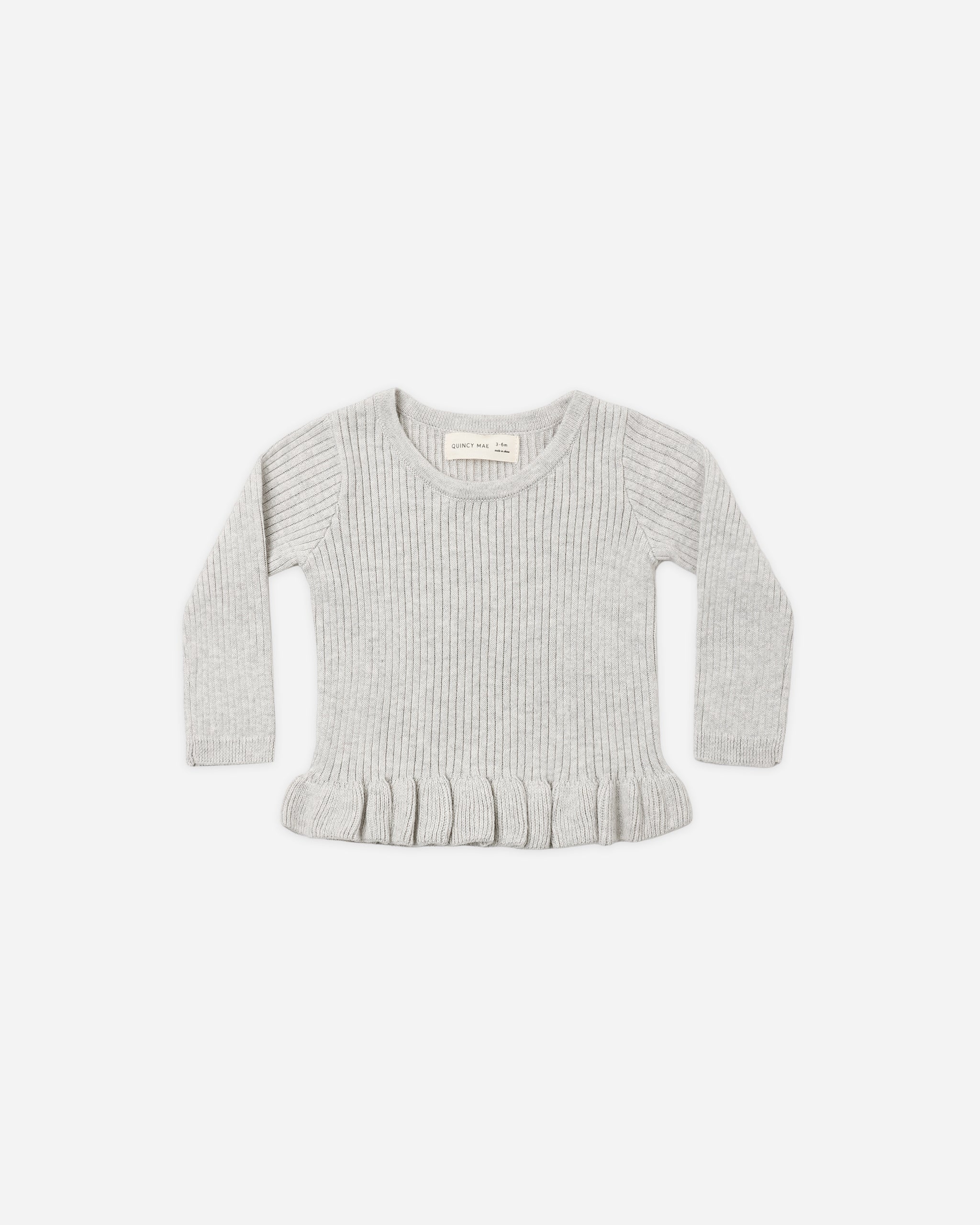 Rib Knit Peplum Top Heathered Fog - Rylee + Cru | Kids Clothes | Trendy Baby Clothes | Modern Infant Outfits |