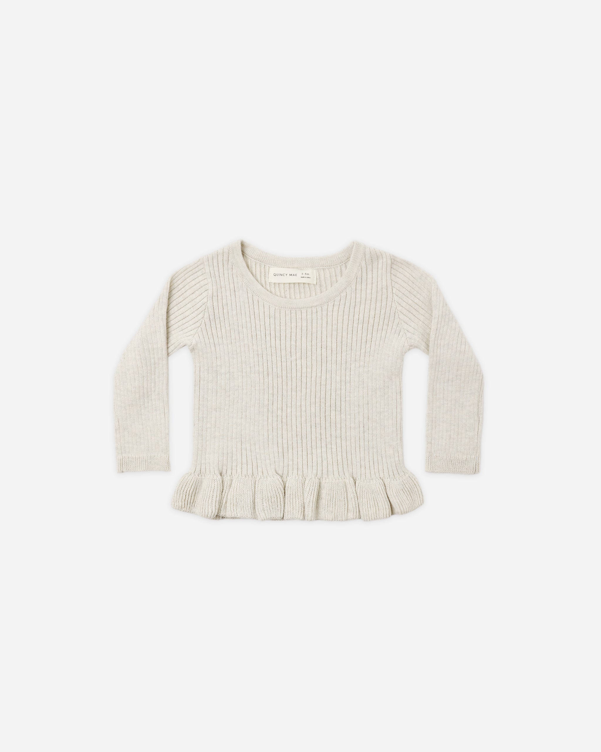 Rib Knit Peplum Top Heathered Oatmeal - Rylee + Cru | Kids Clothes | Trendy Baby Clothes | Modern Infant Outfits |