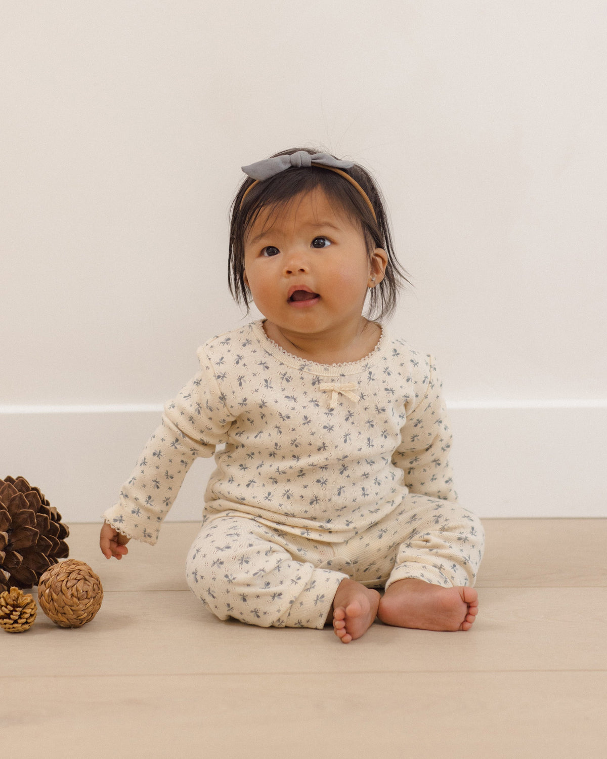 Pointelle Long Sleeve Tee + Legging Blue Ditsy - Rylee + Cru | Kids Clothes | Trendy Baby Clothes | Modern Infant Outfits |