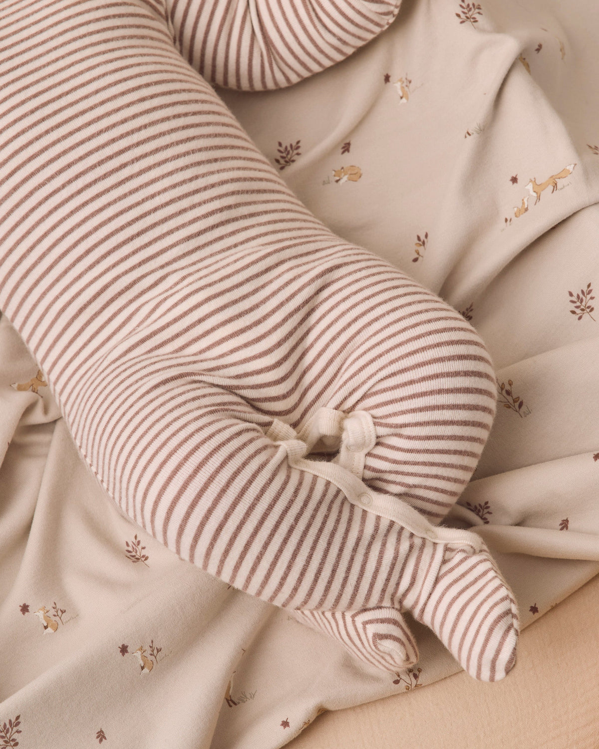 Baby Footie Cocoa Microstripe - Rylee + Cru | Kids Clothes | Trendy Baby Clothes | Modern Infant Outfits |