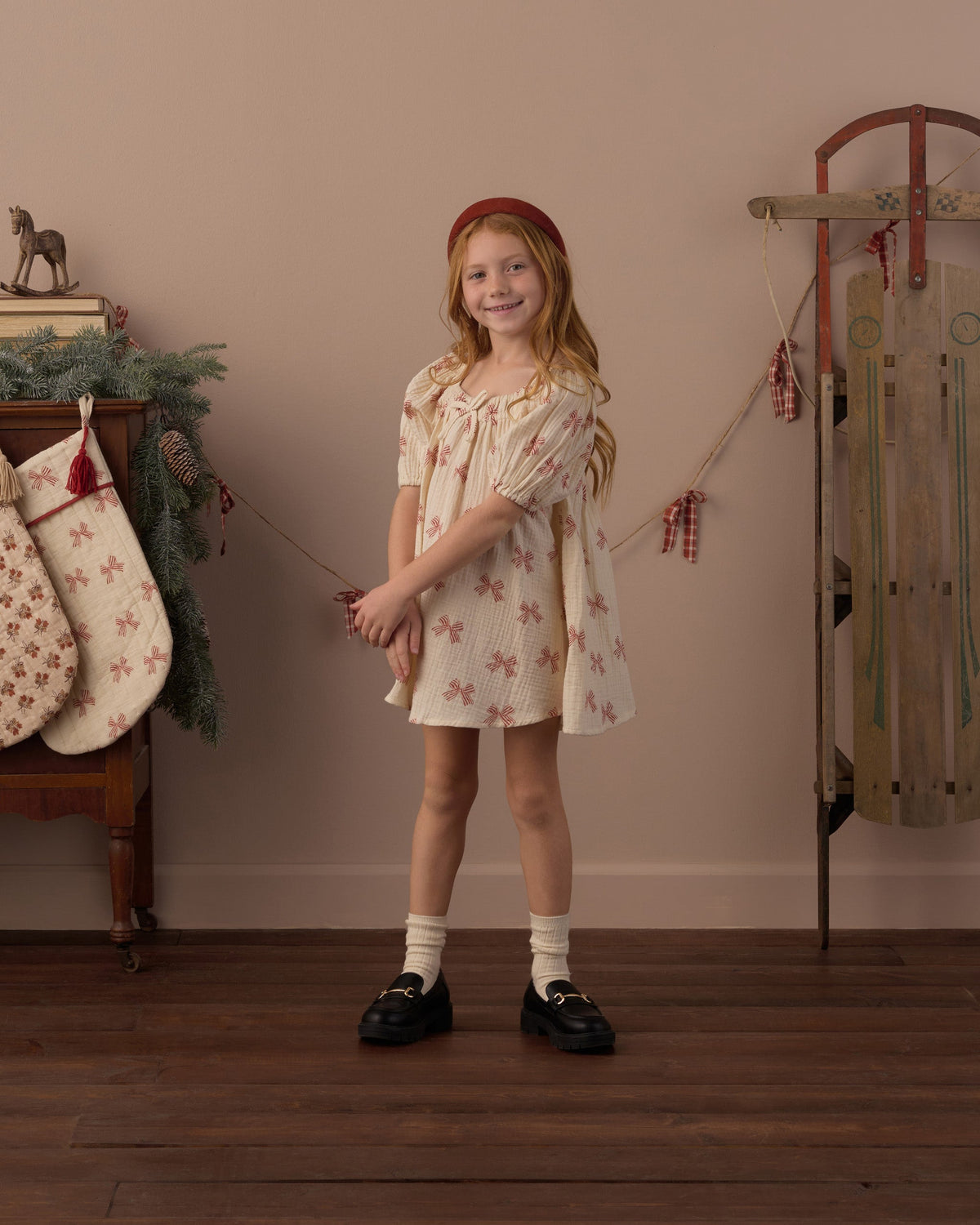 Sabrina Mini Dress Peppermint Bows - Rylee + Cru | Kids Clothes | Trendy Baby Clothes | Modern Infant Outfits |