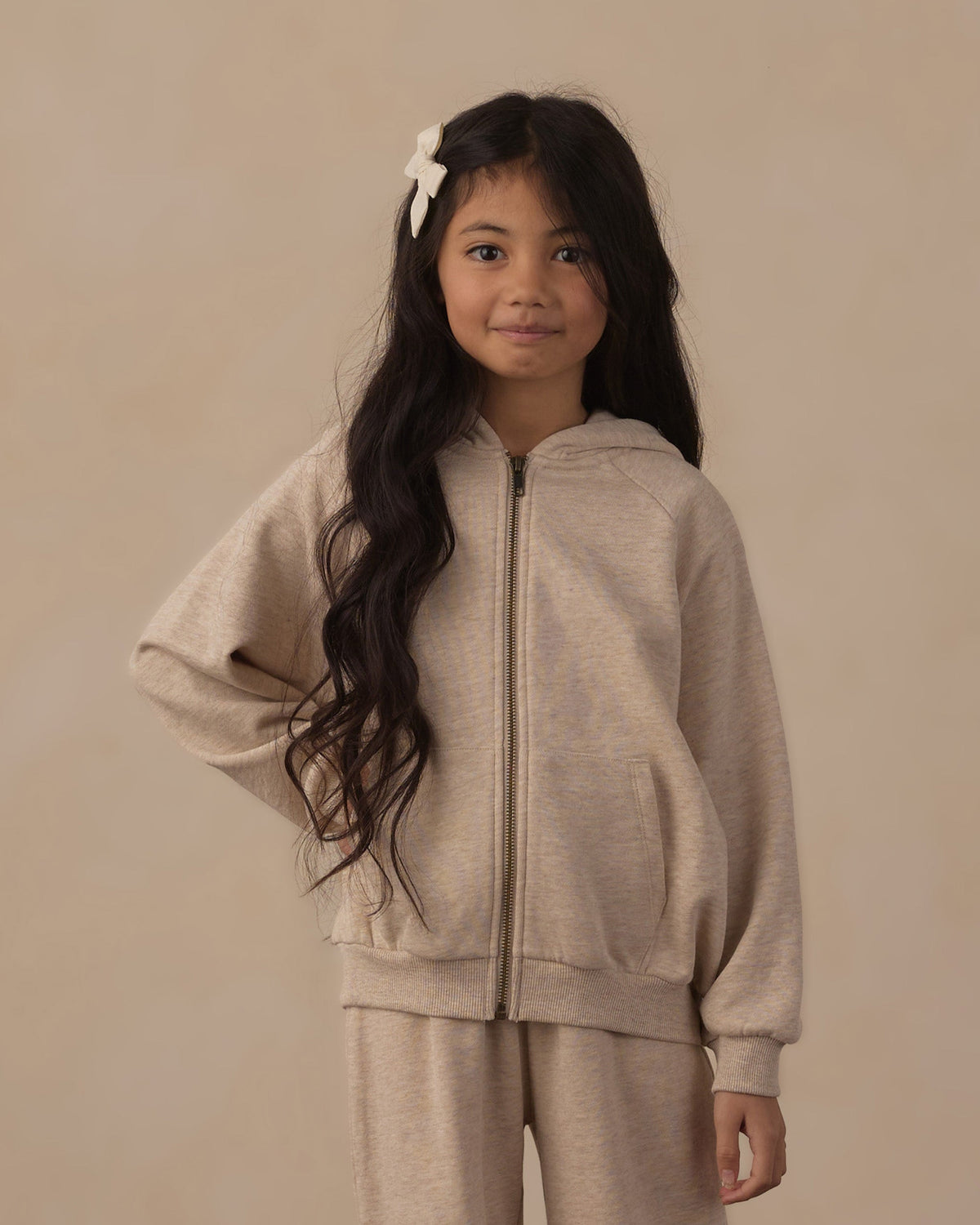 Zip Raglan Hoodie Heathered Ash - Rylee + Cru | Kids Clothes | Trendy Baby Clothes | Modern Infant Outfits |