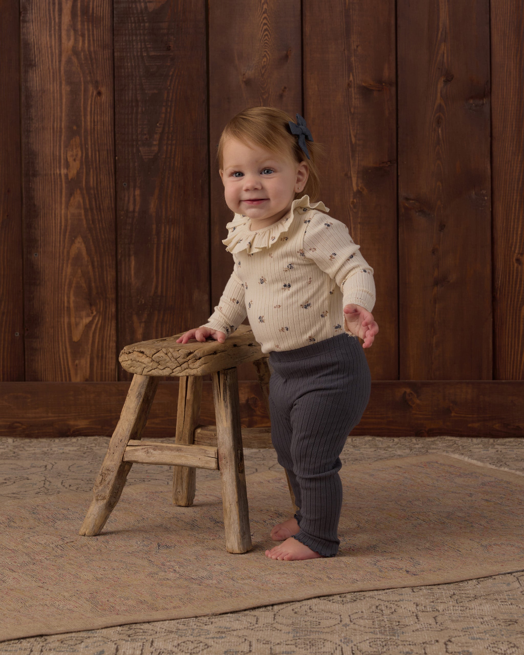Ruffle Collar Bodysuit Natural Ditsy - Rylee + Cru | Kids Clothes | Trendy Baby Clothes | Modern Infant Outfits |