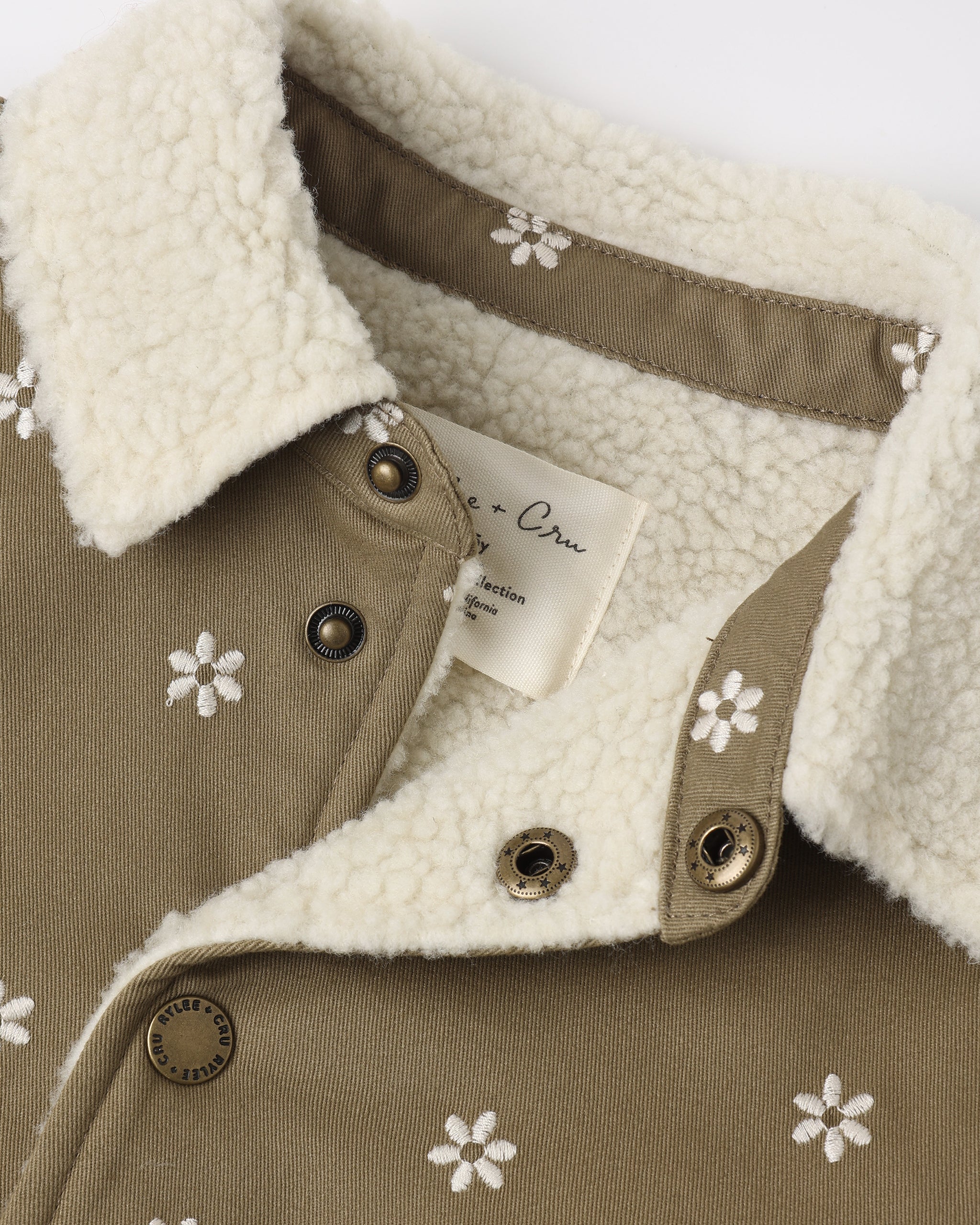 Long Chore Coat Embroidered Daisies - Rylee + Cru | Kids Clothes | Trendy Baby Clothes | Modern Infant Outfits |