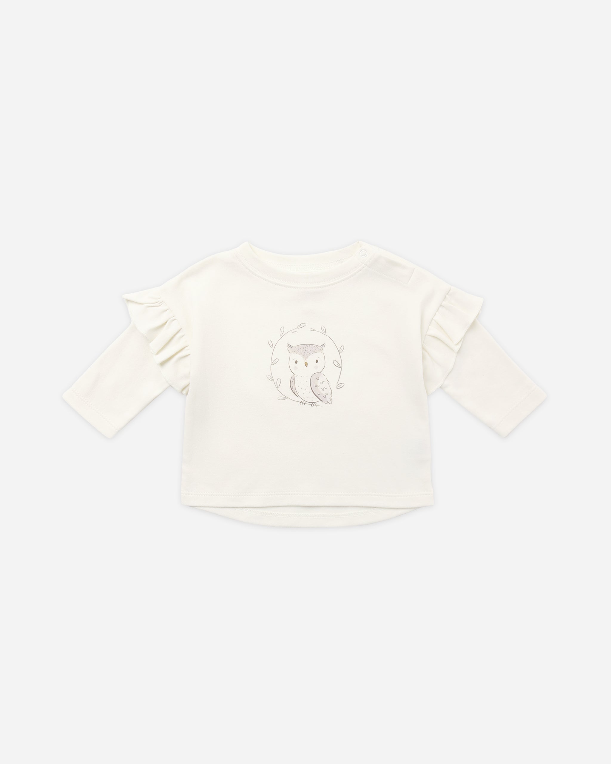 Ruffle Long Sleeve Tee Baby Owl - Rylee + Cru | Kids Clothes | Trendy Baby Clothes | Modern Infant Outfits |