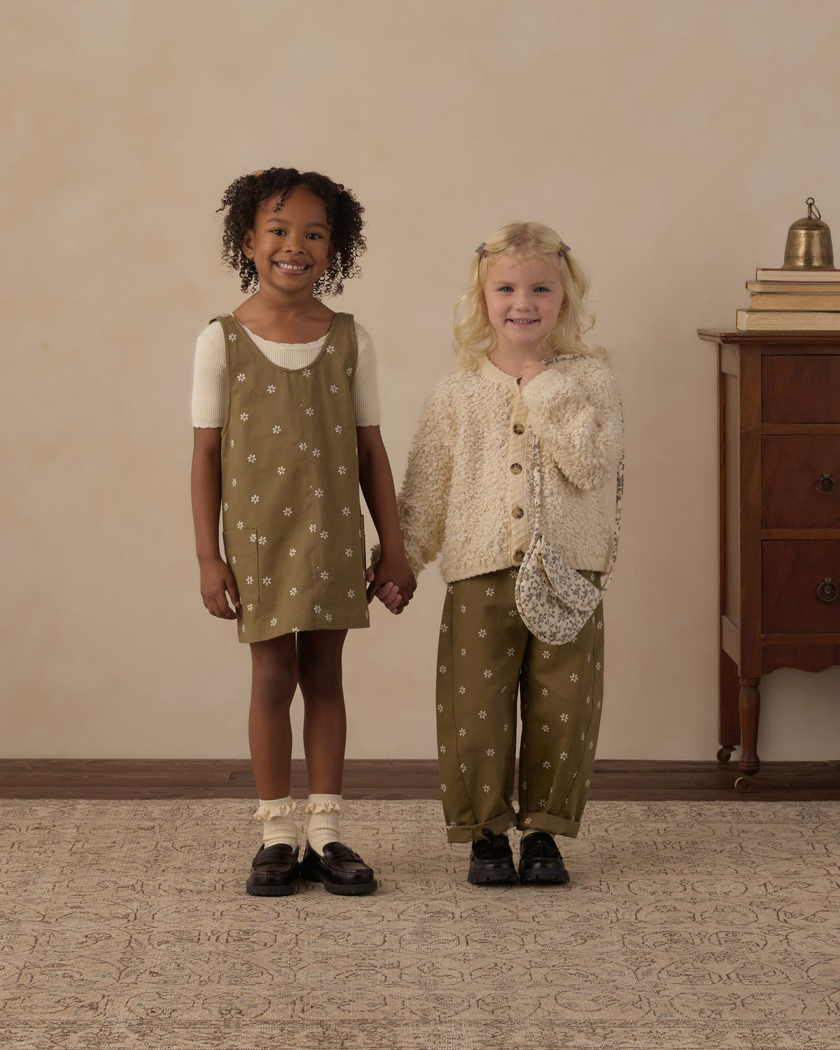 V-Neck Overall Dress Embroidered Daisies - Rylee + Cru | Kids Clothes | Trendy Baby Clothes | Modern Infant Outfits |