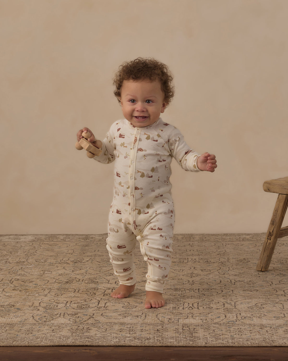 Organic Pajama Long John Ski Town - Rylee + Cru | Kids Clothes | Trendy Baby Clothes | Modern Infant Outfits |