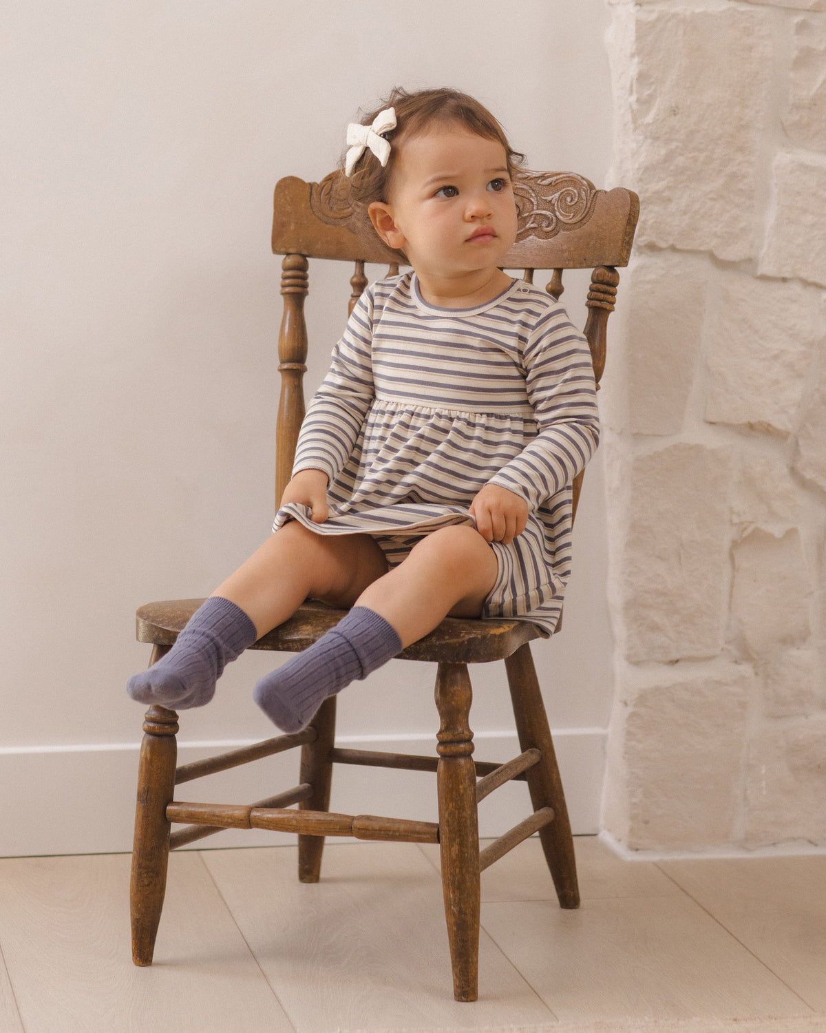 Long Sleeve Baby Dress Vintage Stripe - Rylee + Cru | Kids Clothes | Trendy Baby Clothes | Modern Infant Outfits |