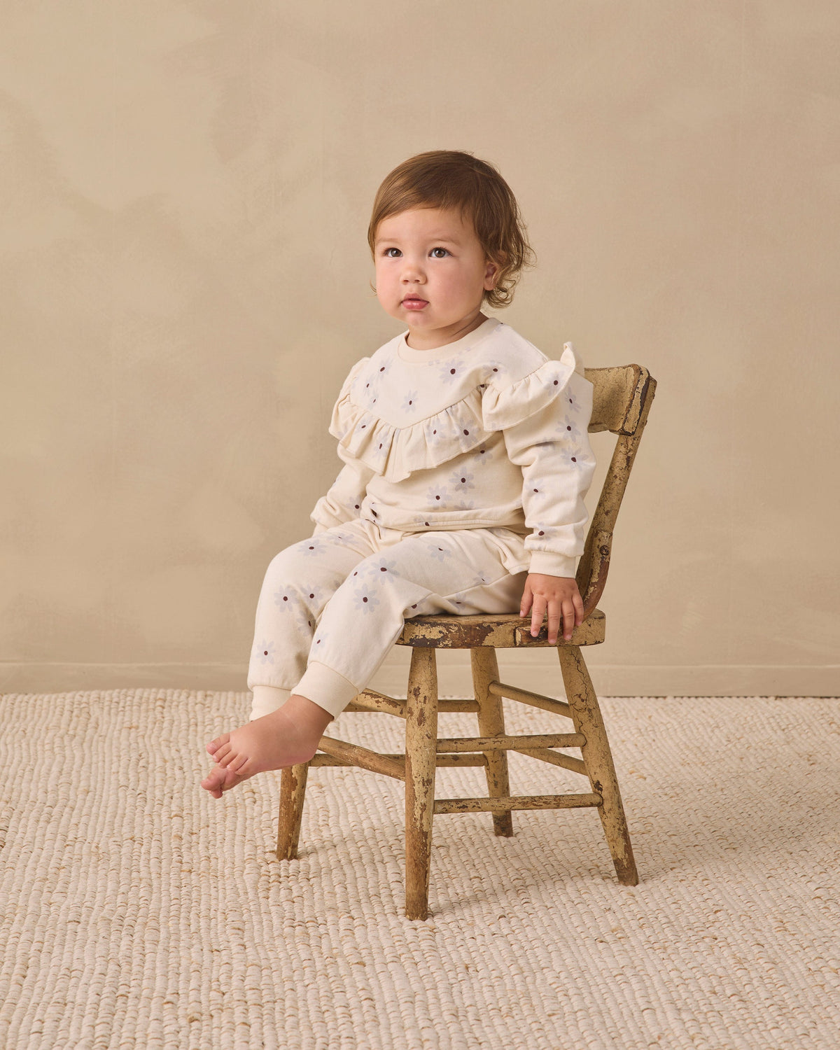 Ruffle Fleece Sweatshirt Blue Daisy - Rylee + Cru | Kids Clothes | Trendy Baby Clothes | Modern Infant Outfits |