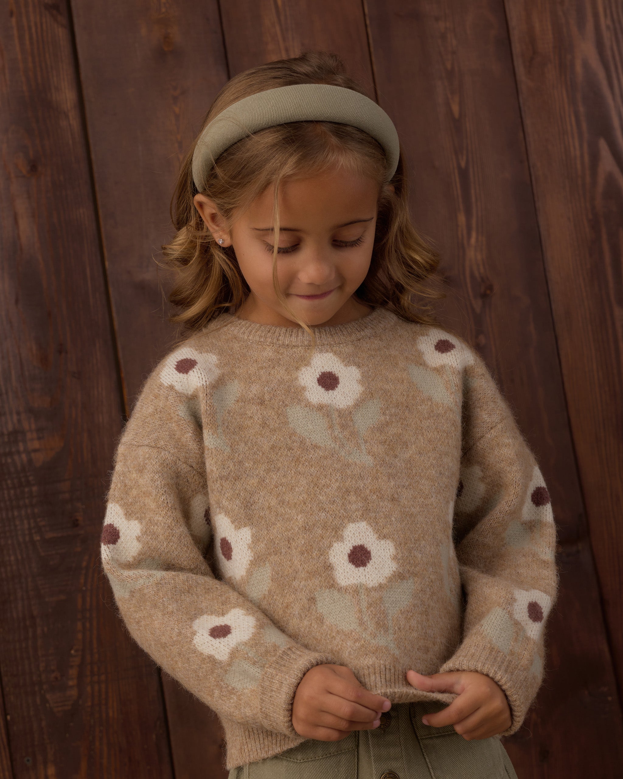 Aspen Sweater Fawn Flower - Rylee + Cru | Kids Clothes | Trendy Baby Clothes | Modern Infant Outfits |