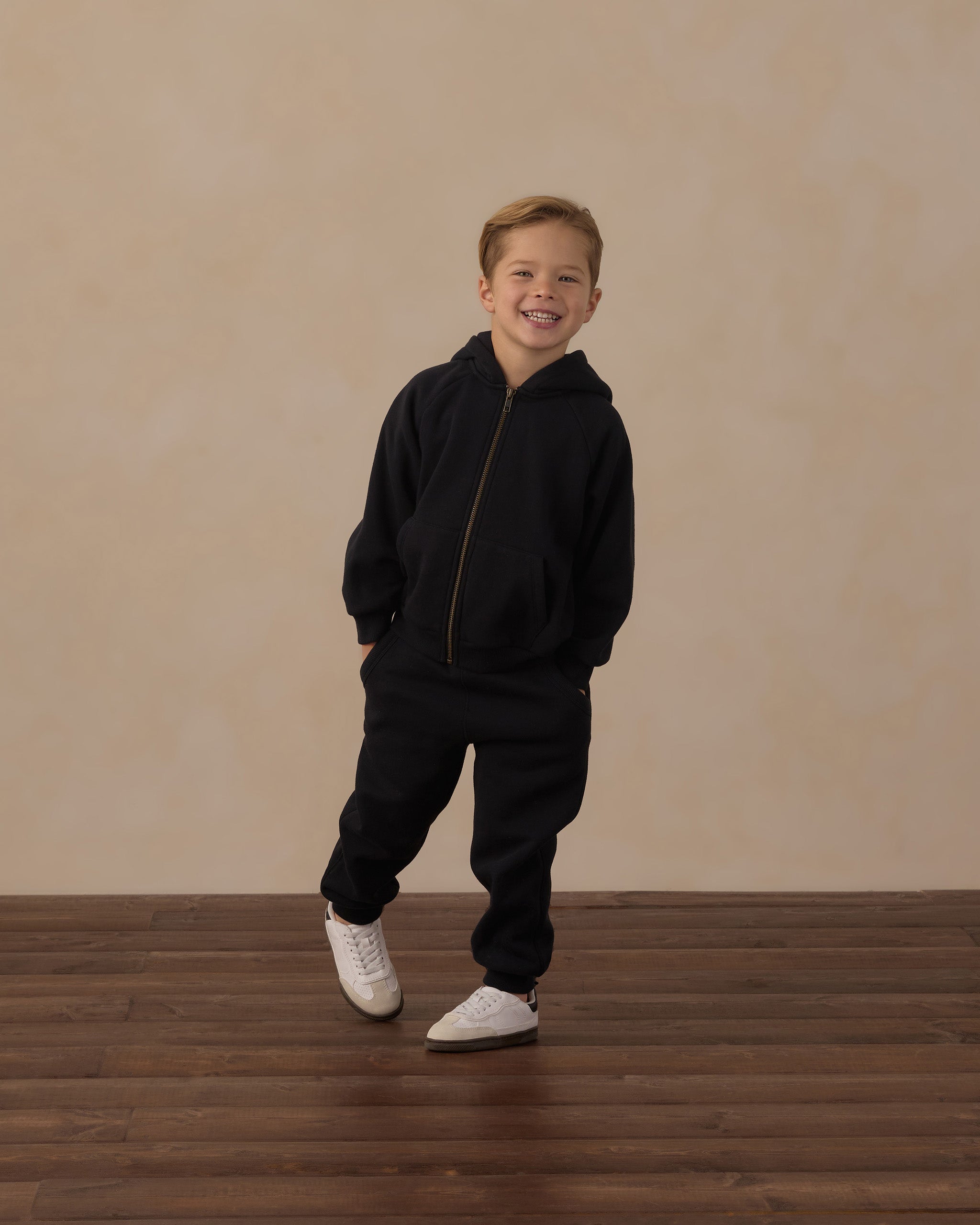 Zip Raglan Hoodie Black - Rylee + Cru | Kids Clothes | Trendy Baby Clothes | Modern Infant Outfits |