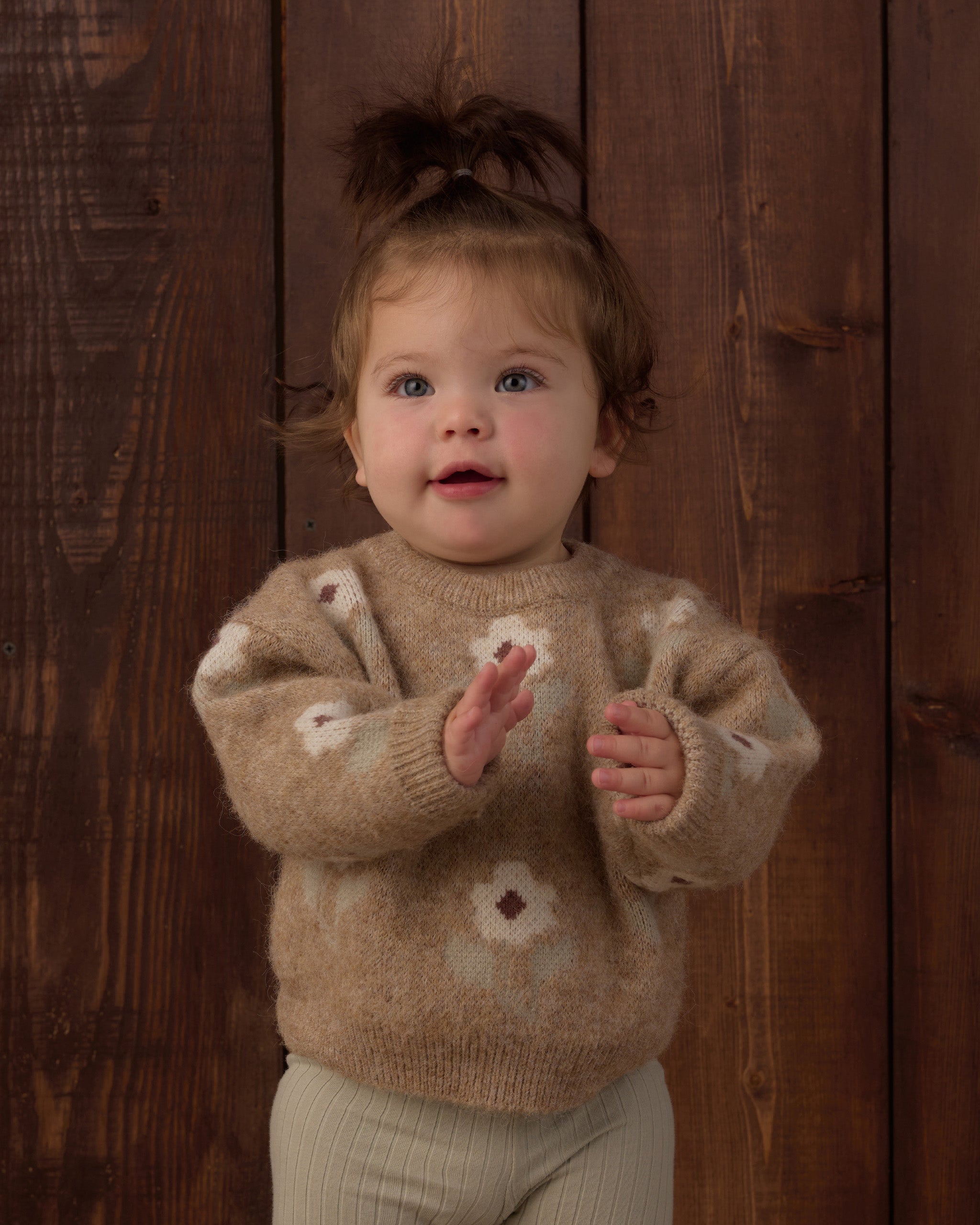 Aspen Sweater Fawn Flower - Rylee + Cru | Kids Clothes | Trendy Baby Clothes | Modern Infant Outfits |
