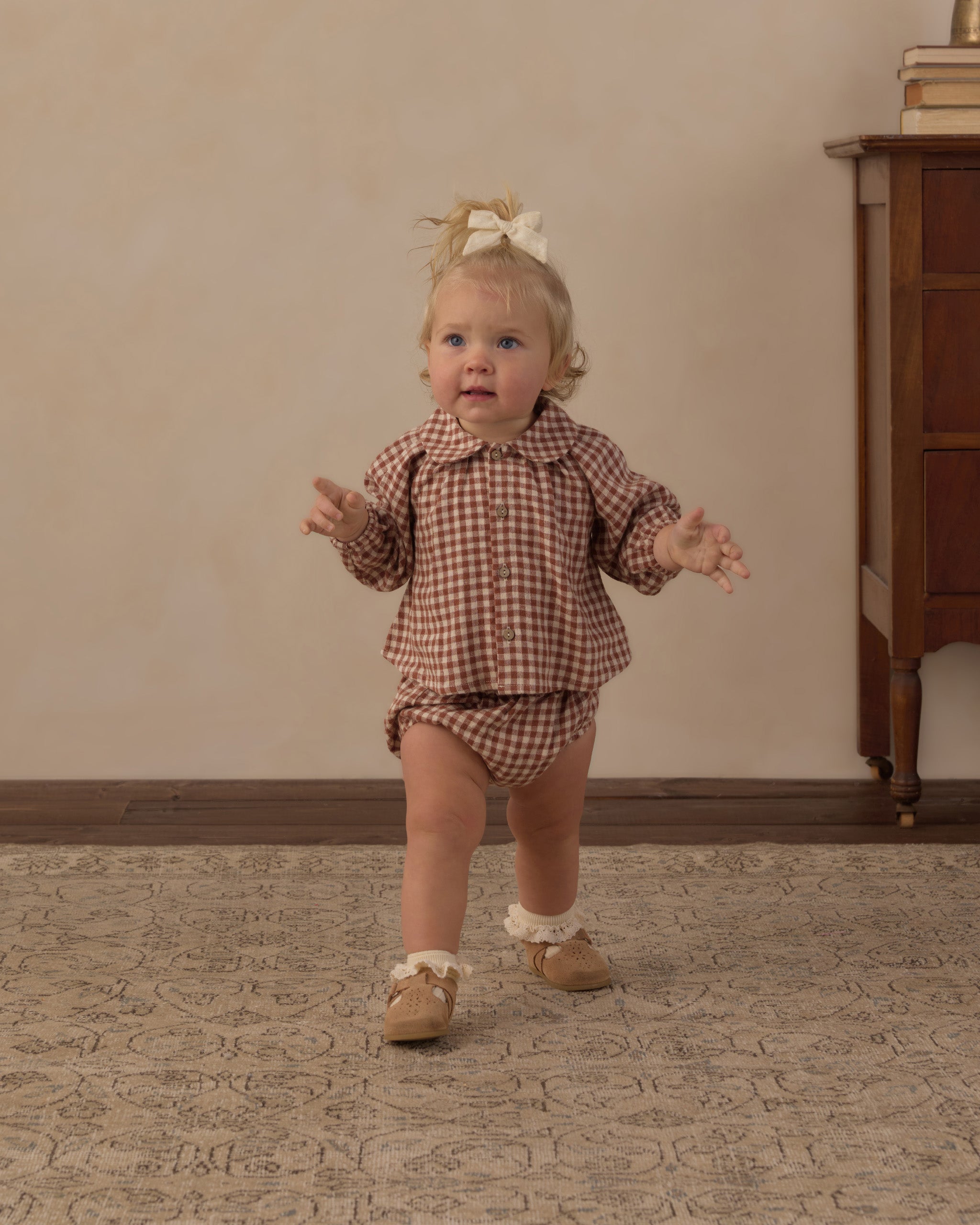 Nellie Set Brick Check - Rylee + Cru | Kids Clothes | Trendy Baby Clothes | Modern Infant Outfits |