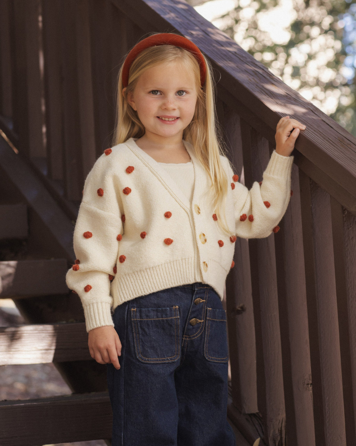 Boxy Crop Cardigan Ruby Bobble - Rylee + Cru | Kids Clothes | Trendy Baby Clothes | Modern Infant Outfits |