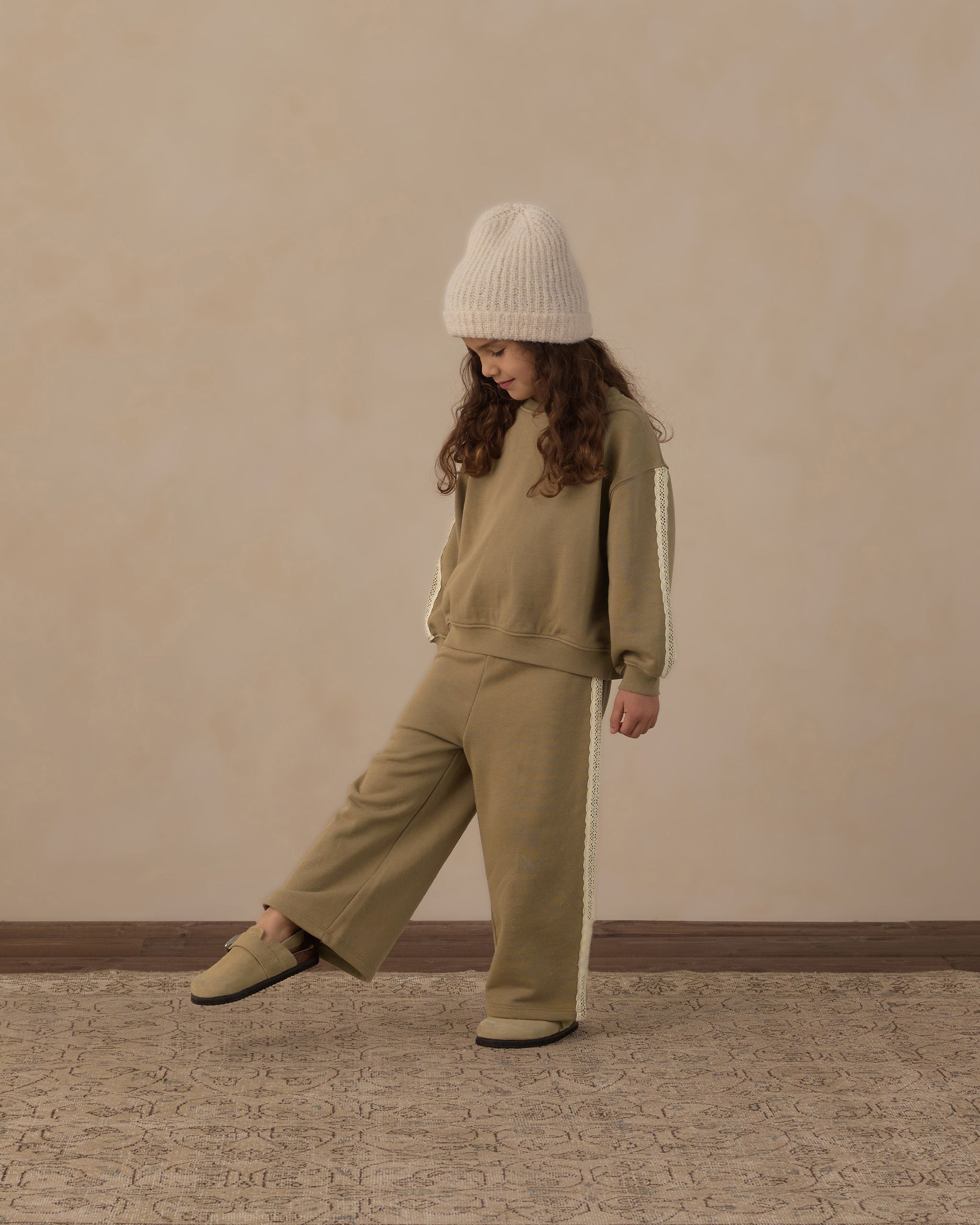 Wide Leg Sweatpant Olive - Rylee + Cru | Kids Clothes | Trendy Baby Clothes | Modern Infant Outfits |