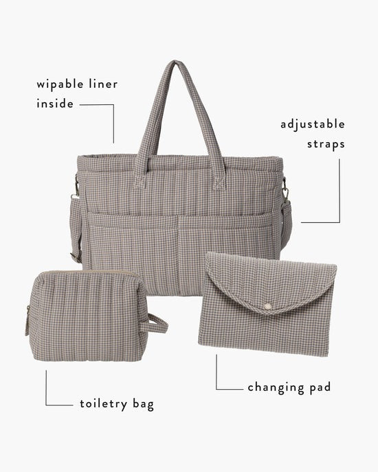 Diaper Bag || Indigo Gingham