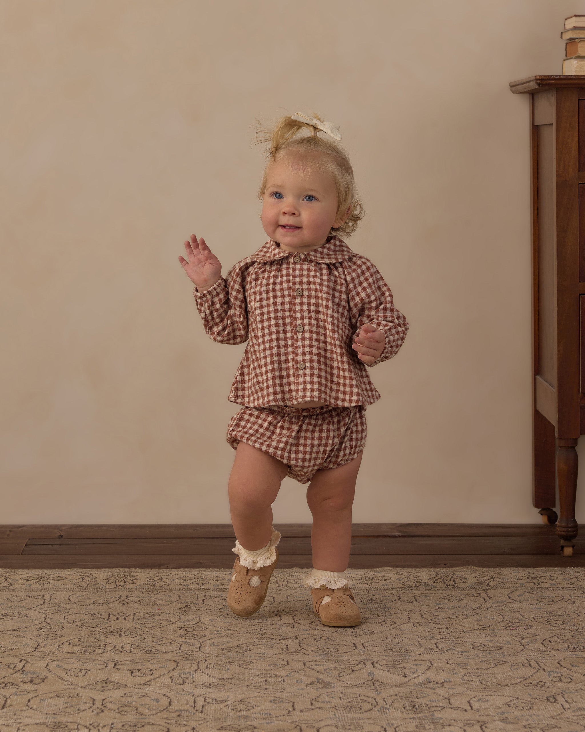 Nellie Set Brick Check - Rylee + Cru | Kids Clothes | Trendy Baby Clothes | Modern Infant Outfits |