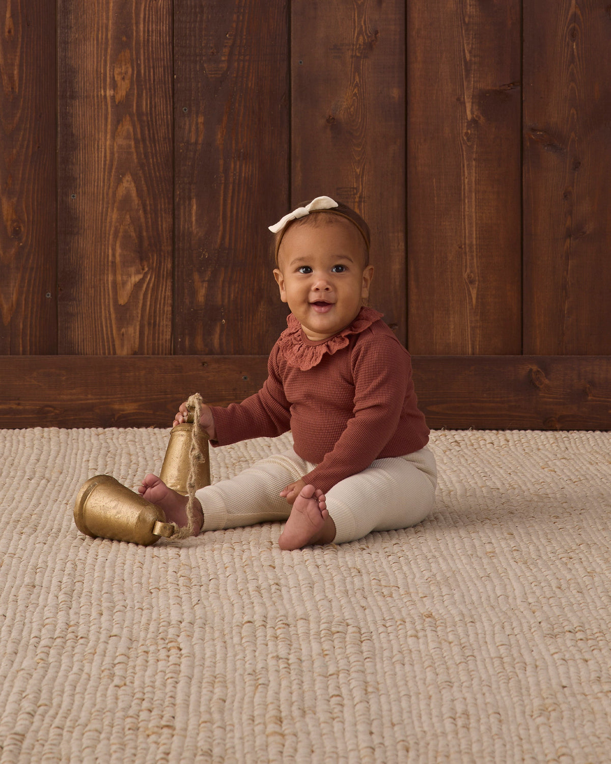 Ruffle Collar Bodysuit Redwood - Rylee + Cru | Kids Clothes | Trendy Baby Clothes | Modern Infant Outfits |
