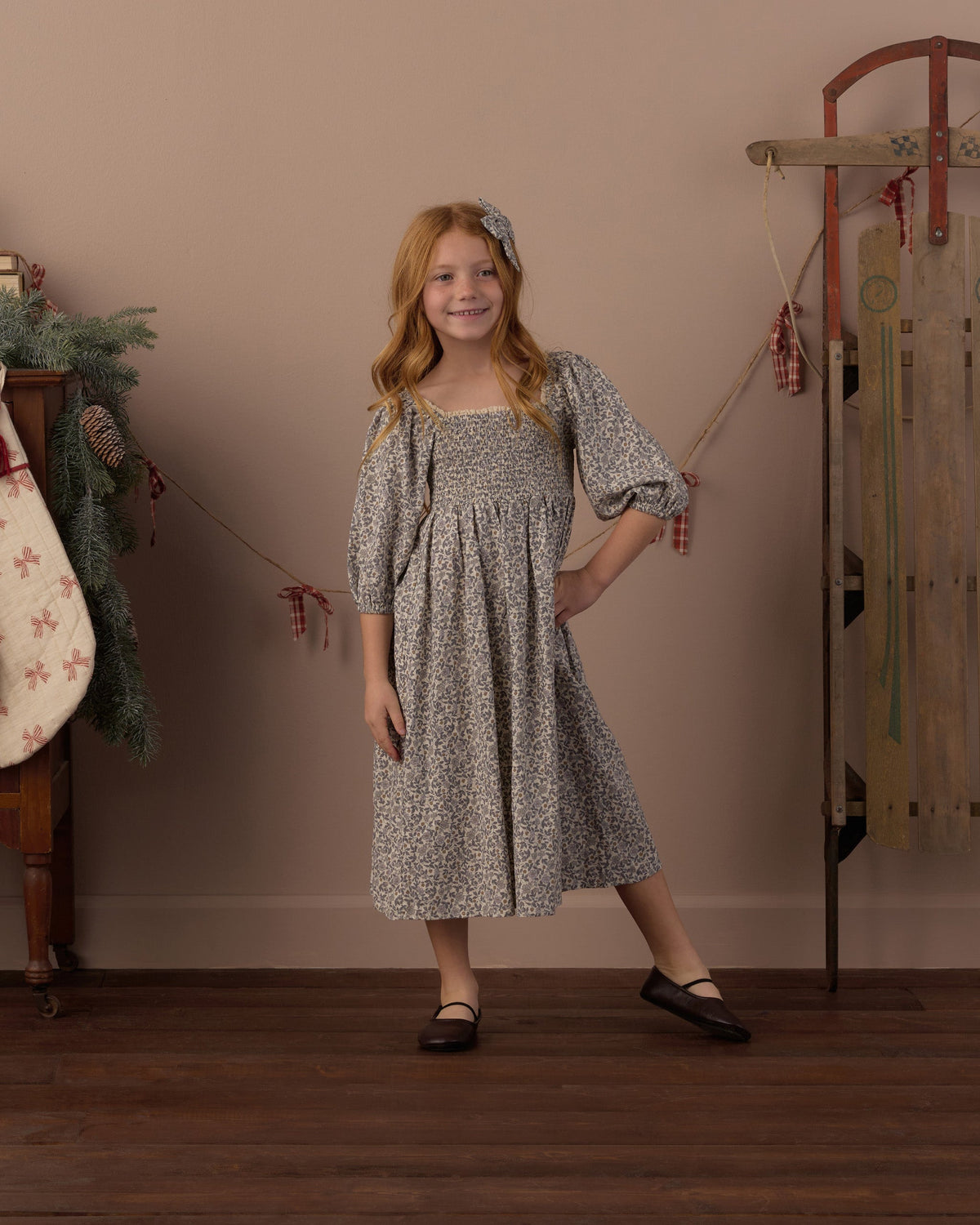 Della Dress Slate Floral - Rylee + Cru | Kids Clothes | Trendy Baby Clothes | Modern Infant Outfits |