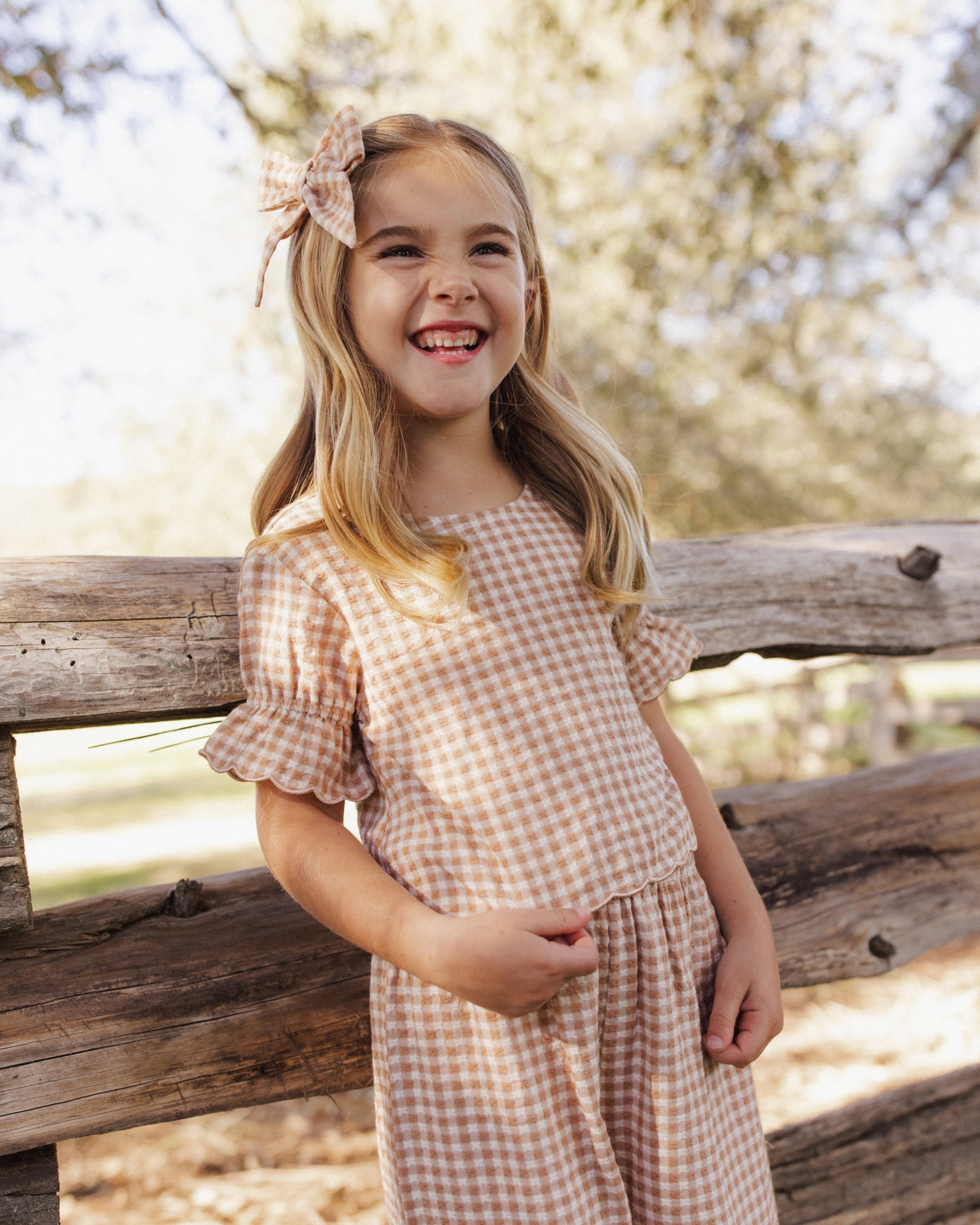 Bow Fawn Gingham - Rylee + Cru | Kids Clothes | Trendy Baby Clothes | Modern Infant Outfits |