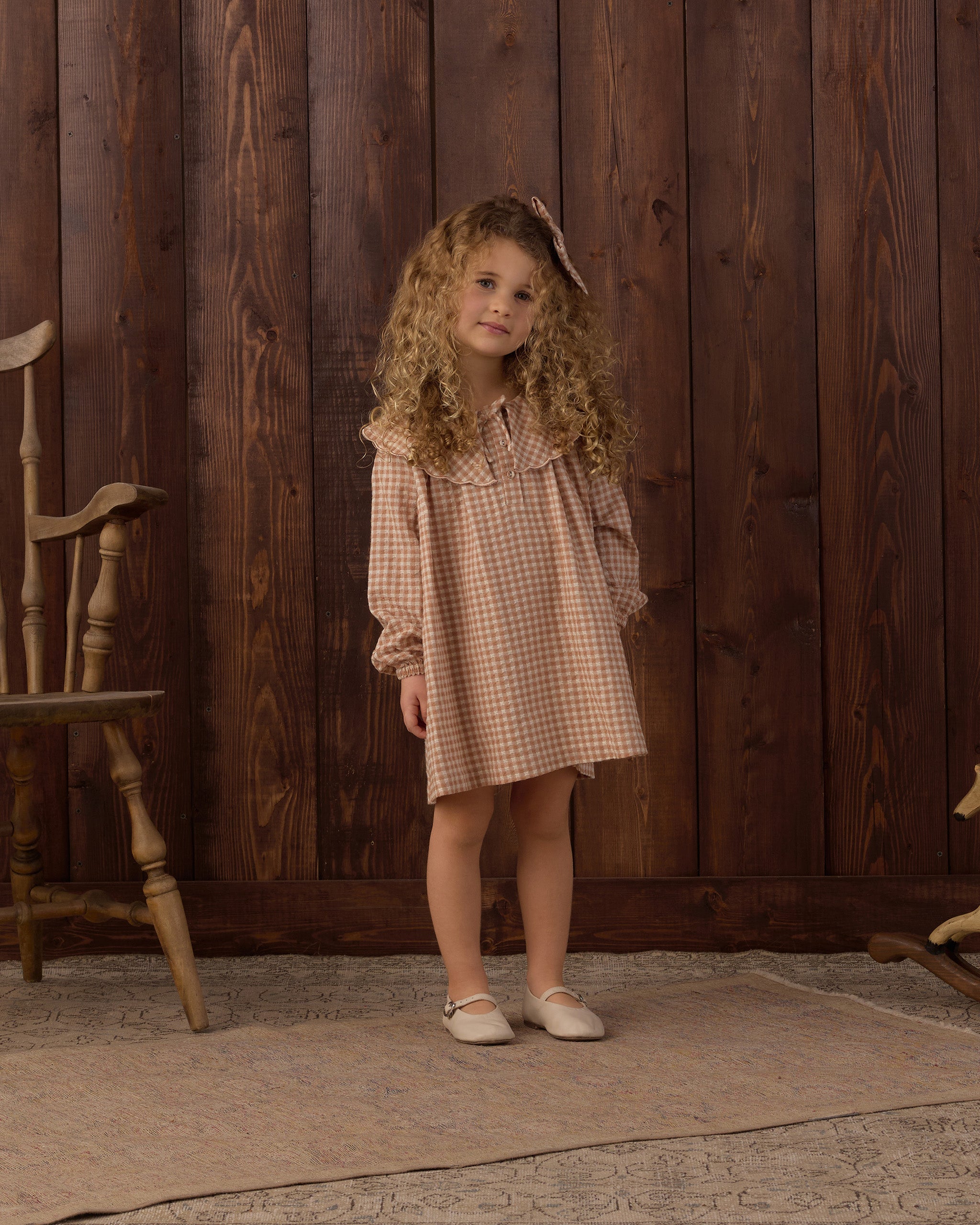 Collette Mini Dress Fawn Gingham - Rylee + Cru | Kids Clothes | Trendy Baby Clothes | Modern Infant Outfits |